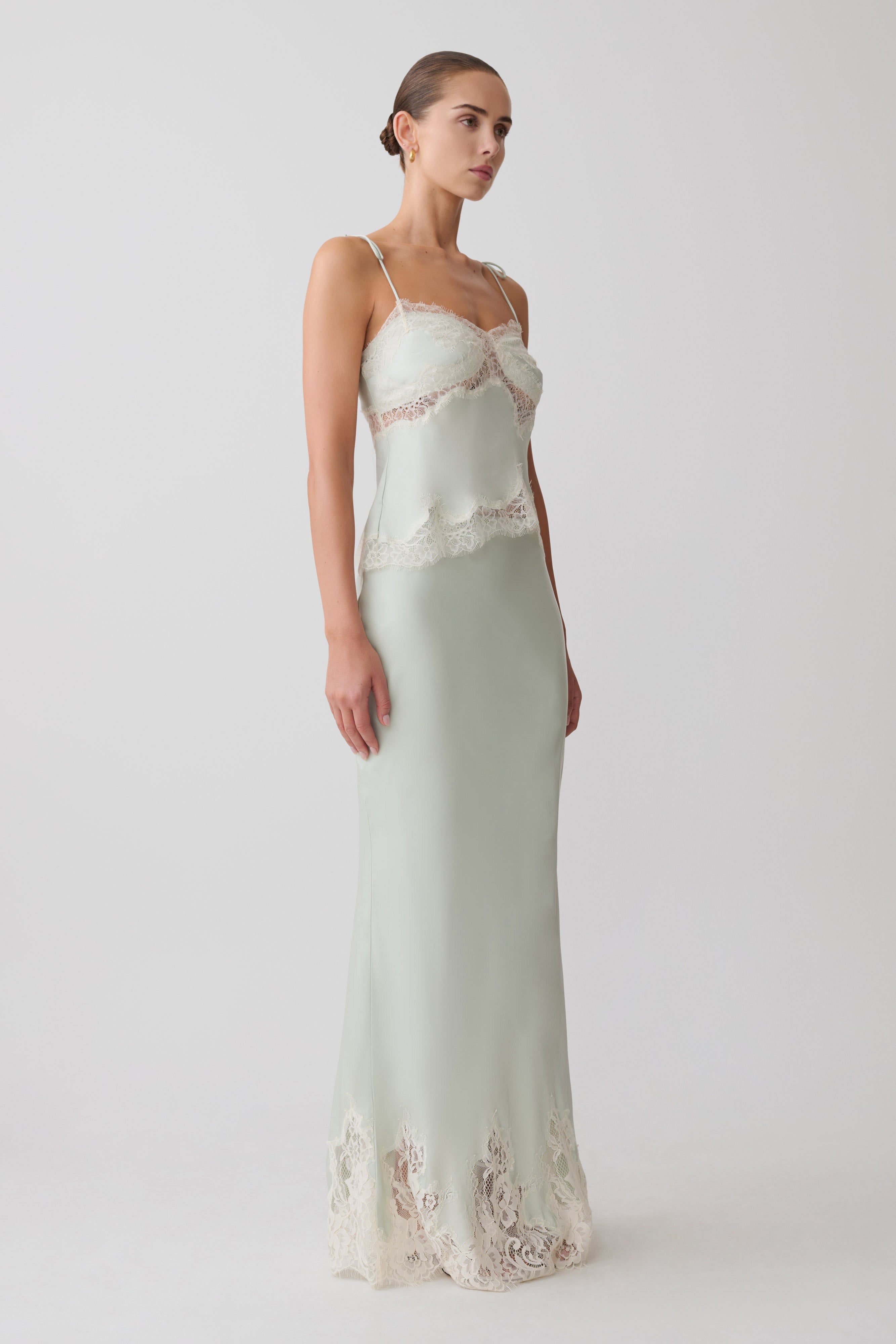 Nina Satin And Lace Camisole - Sage