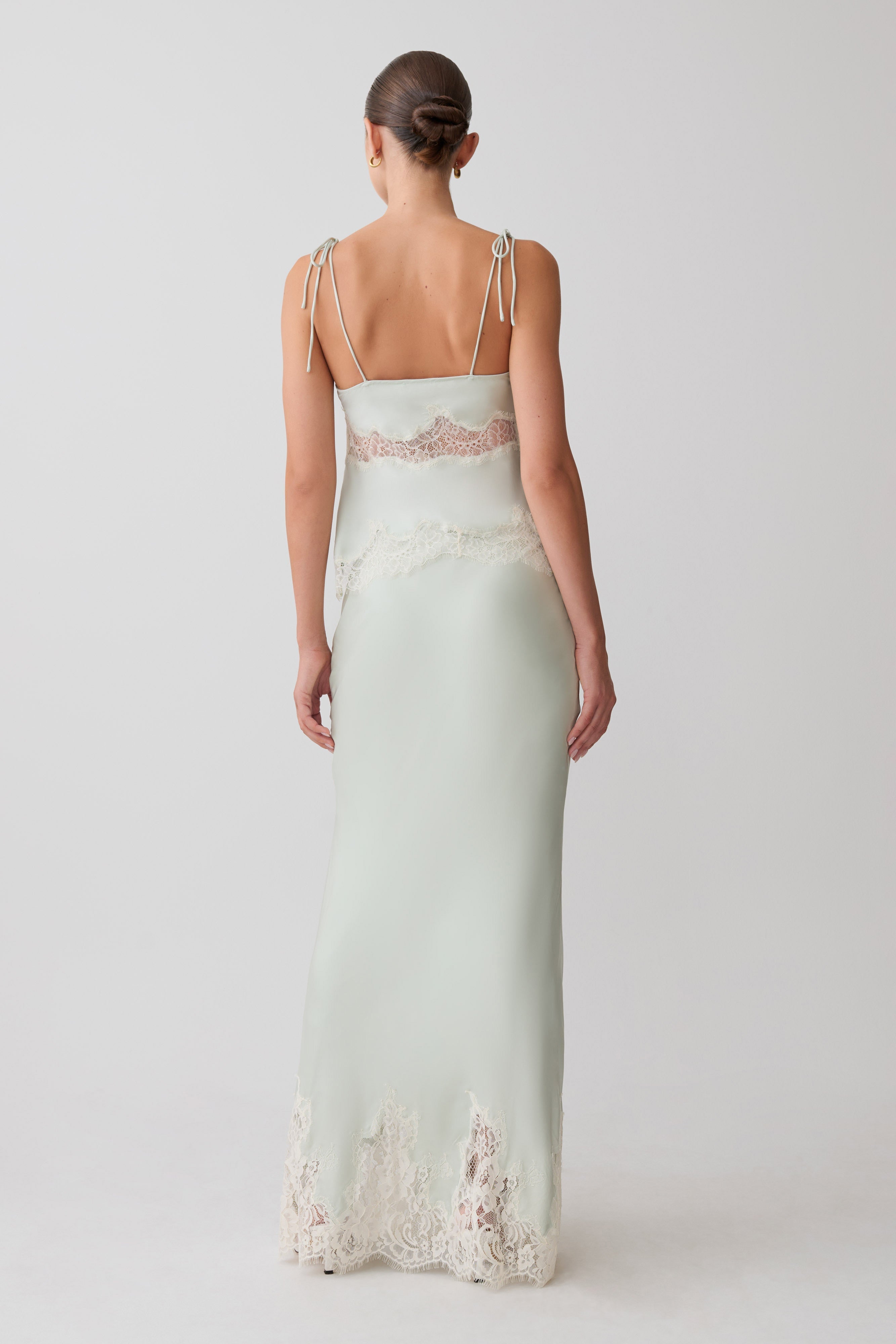 Nina Satin And Lace Camisole - Sage