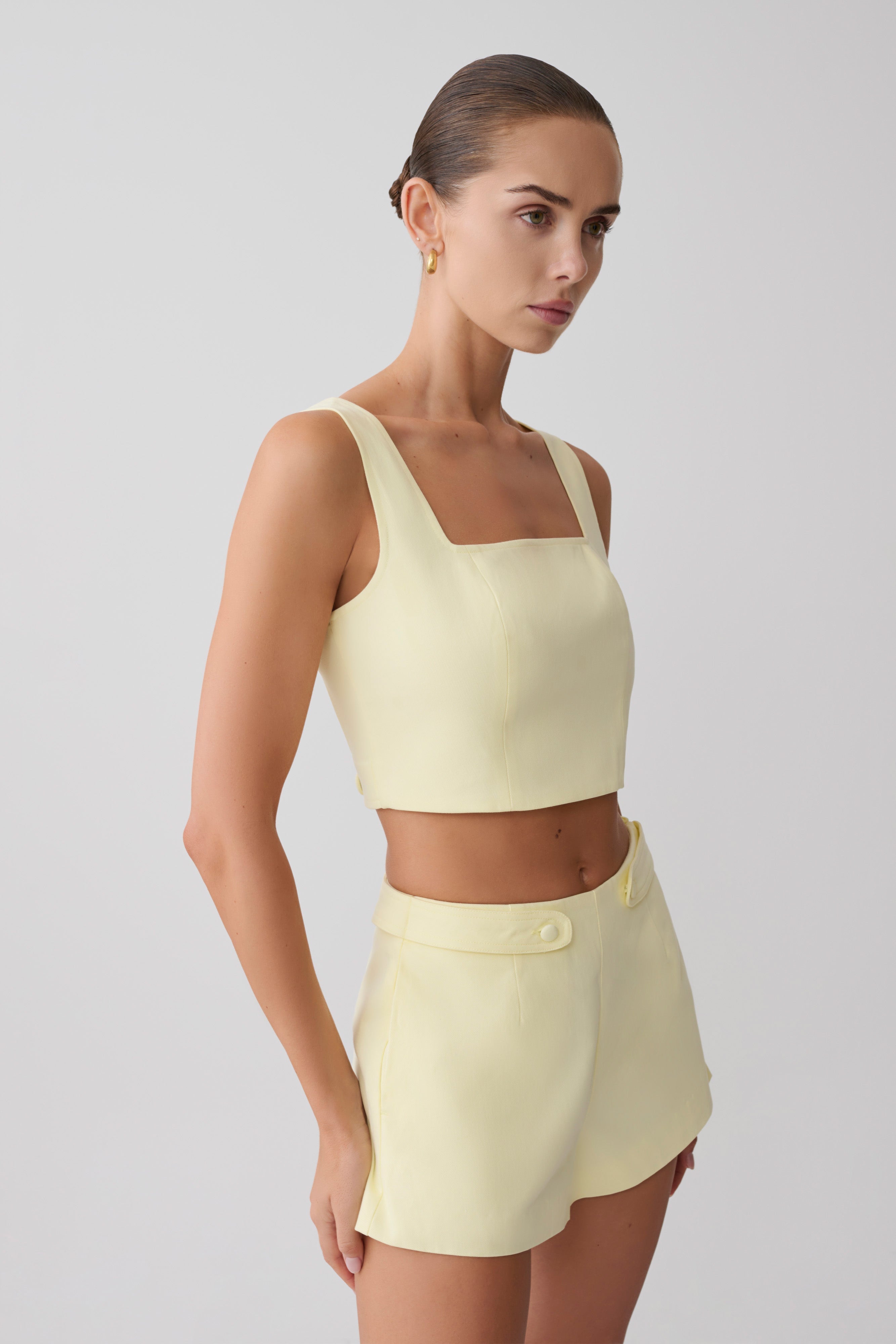 Josephine Cotton Shorts With Waistbands - Lemon