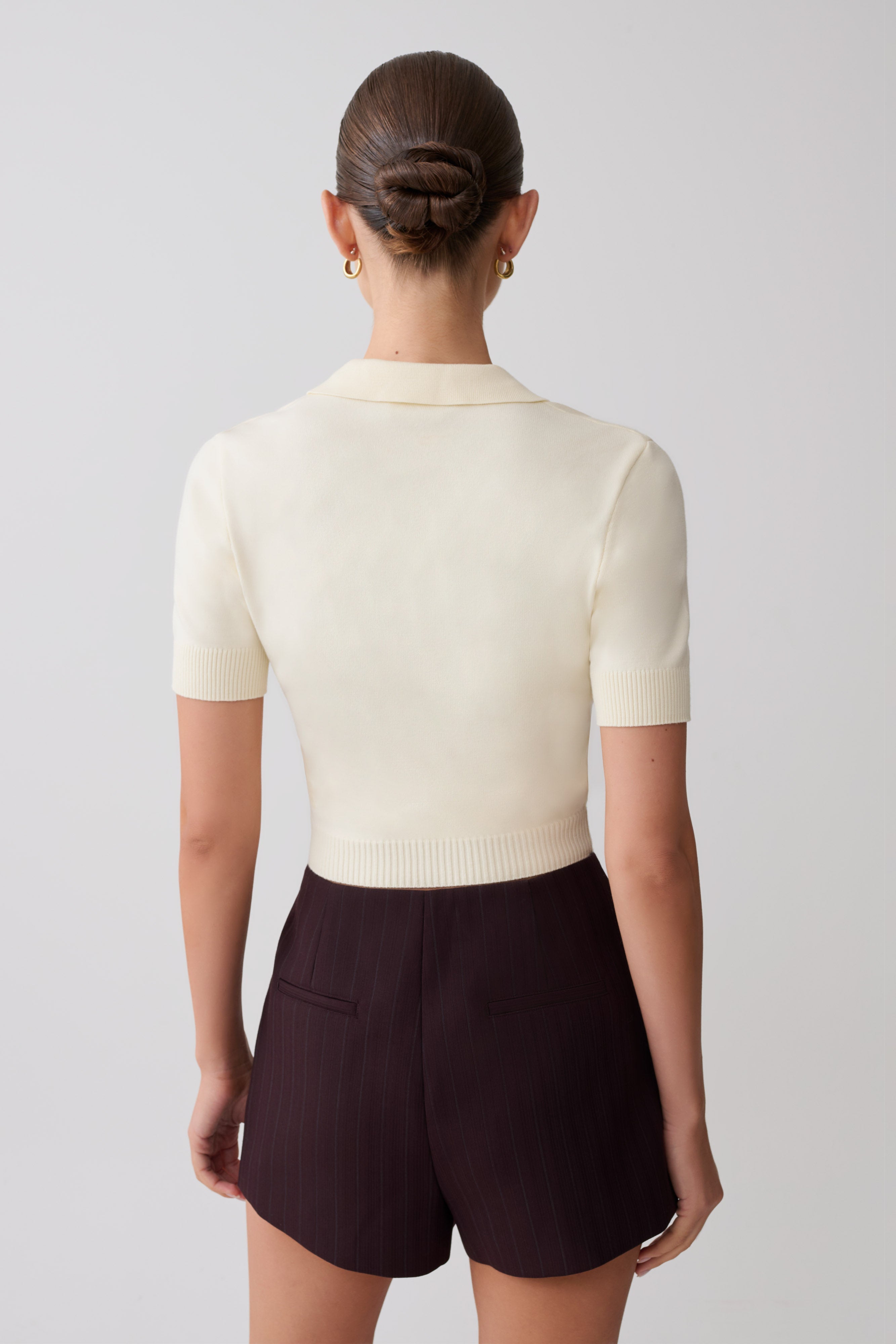 Philly Knit Button Up Top - Ivory
