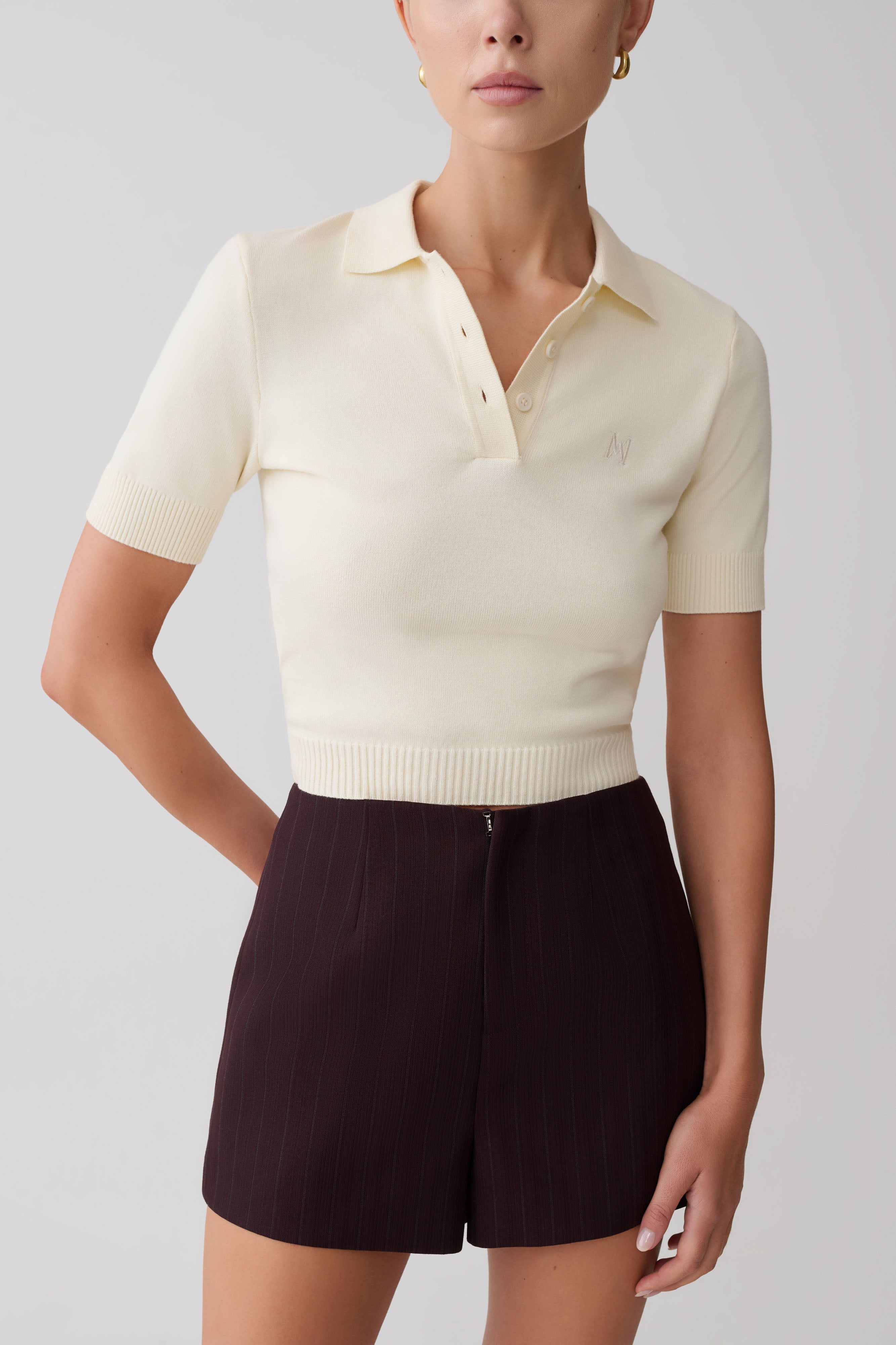Agatha Suiting Shorts - Plum Pinstripe