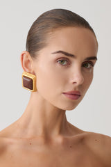 Inaya Square Stud Earring - Gold