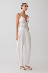 Jasper Sheer Plunge Lace Bodysuit - Ivory