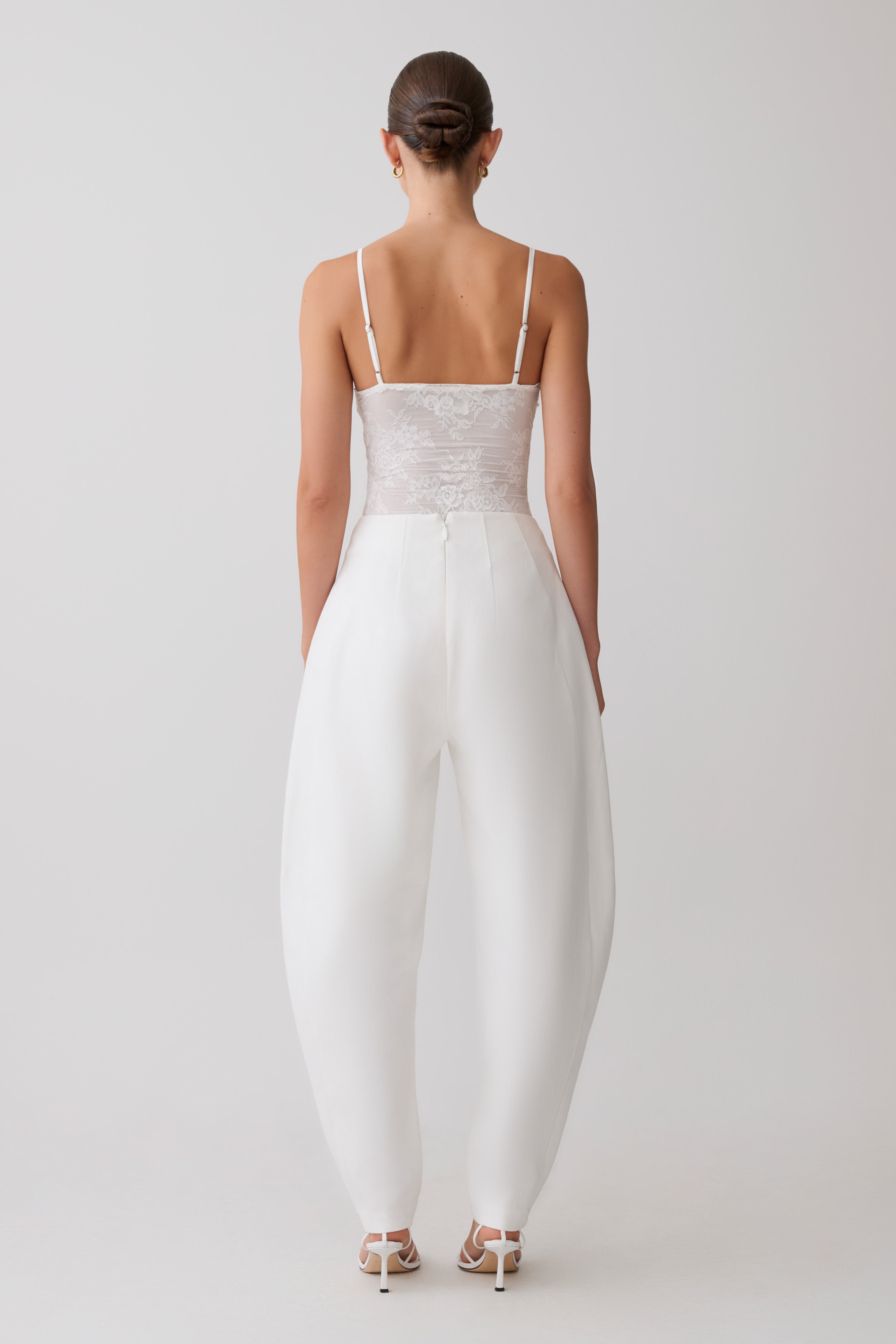 Jasper Sheer Plunge Lace Bodysuit - Ivory
