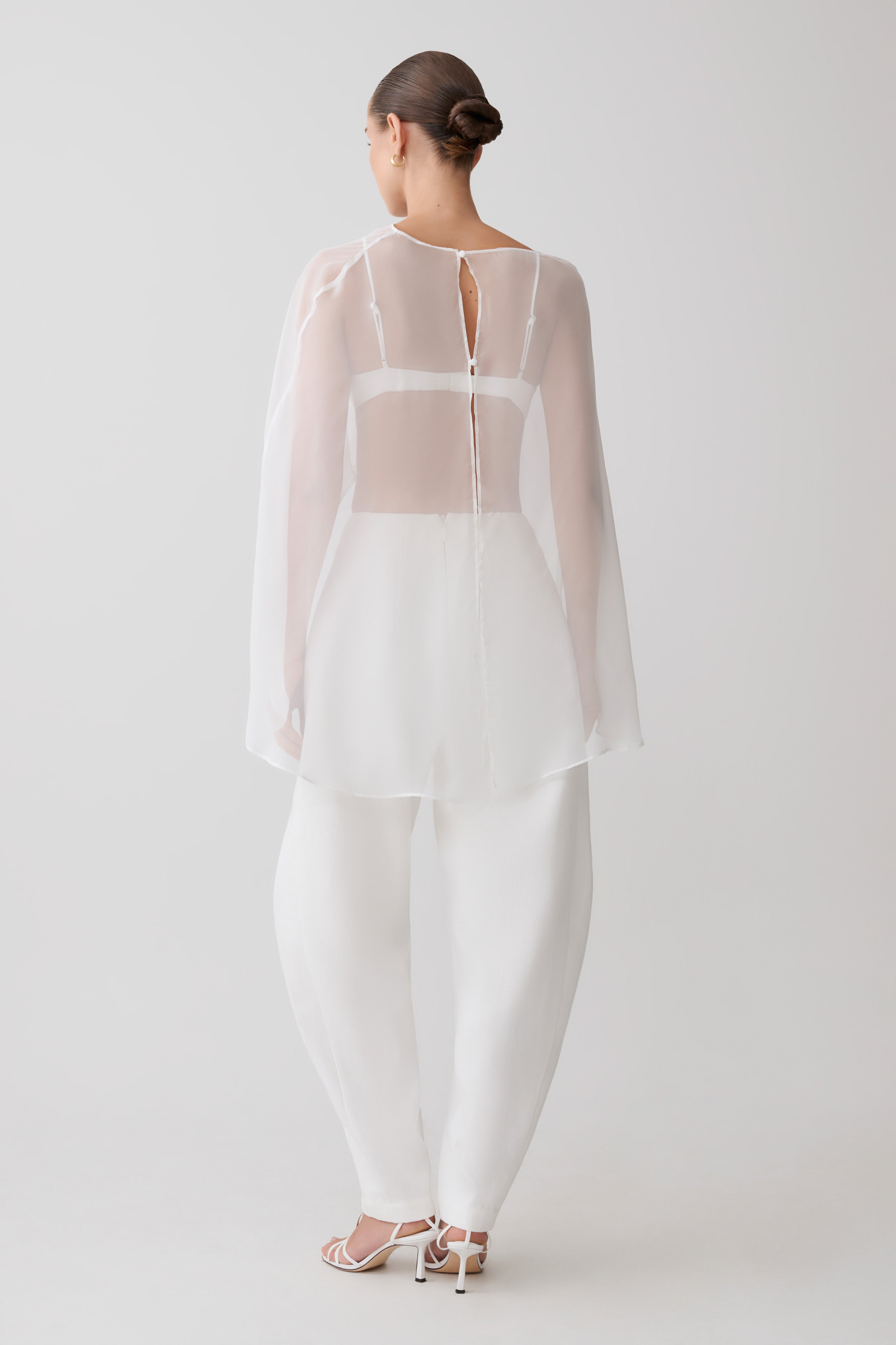 Kirstine Bralette With Chiffon Cape - Ivory