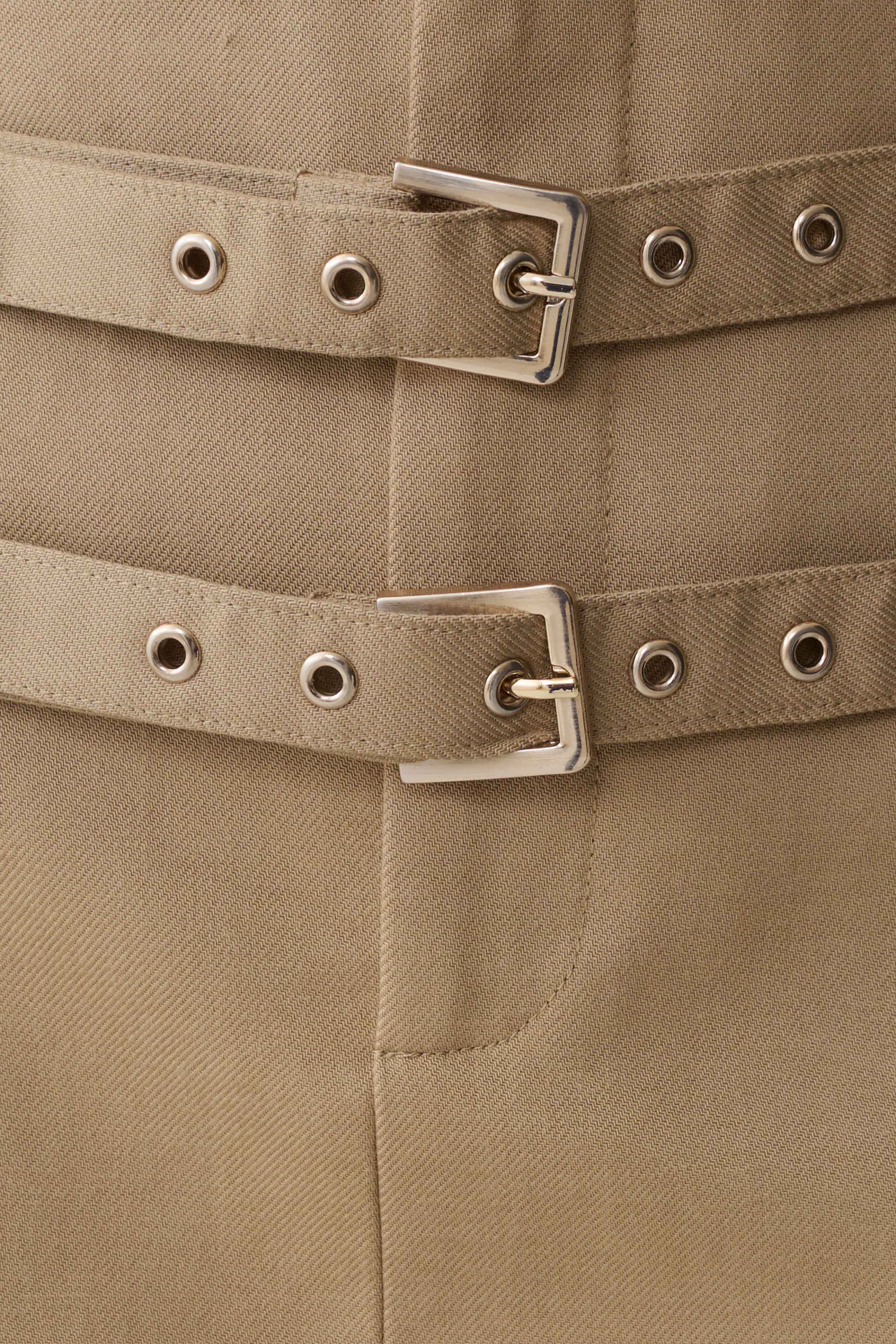 Marielle Double Belt Mini Skirt - Taupe