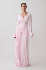 Electra Slinky Lace Maxi Dress - Ballet Pink