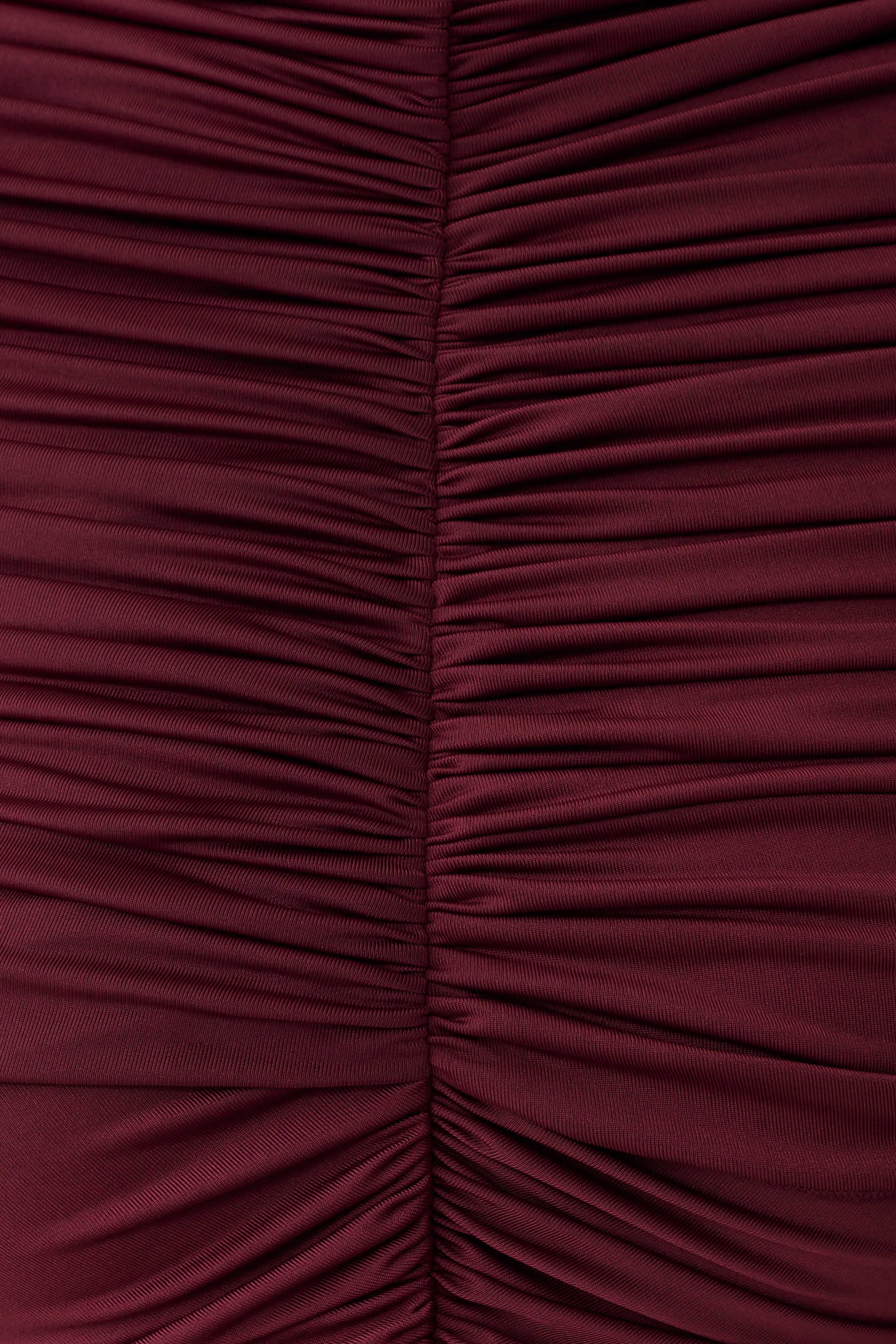 Linh Slinky High Neck Gathered Top - Mahogany