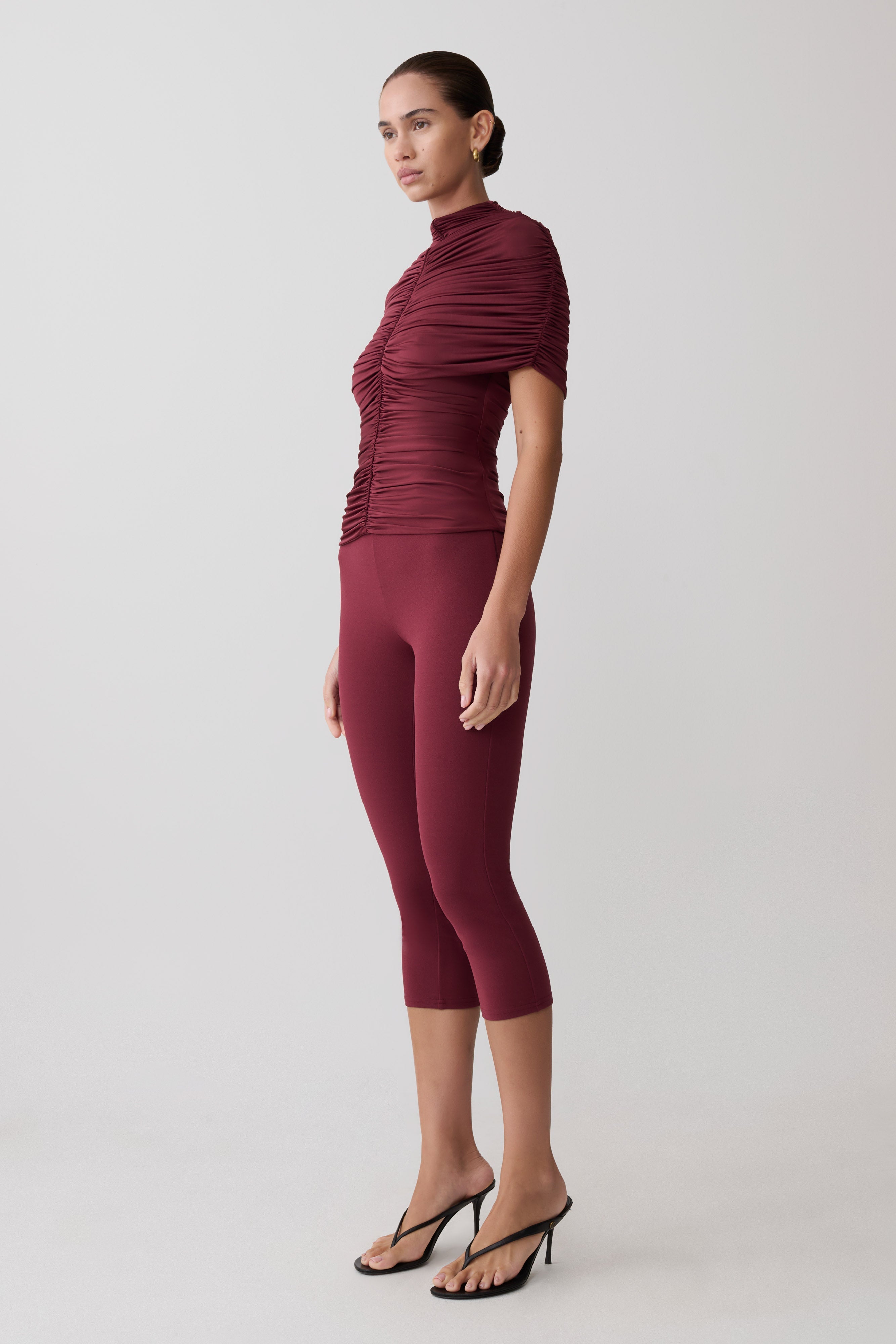 Blanca Stretch Crepe Capri Pants - Mahogany