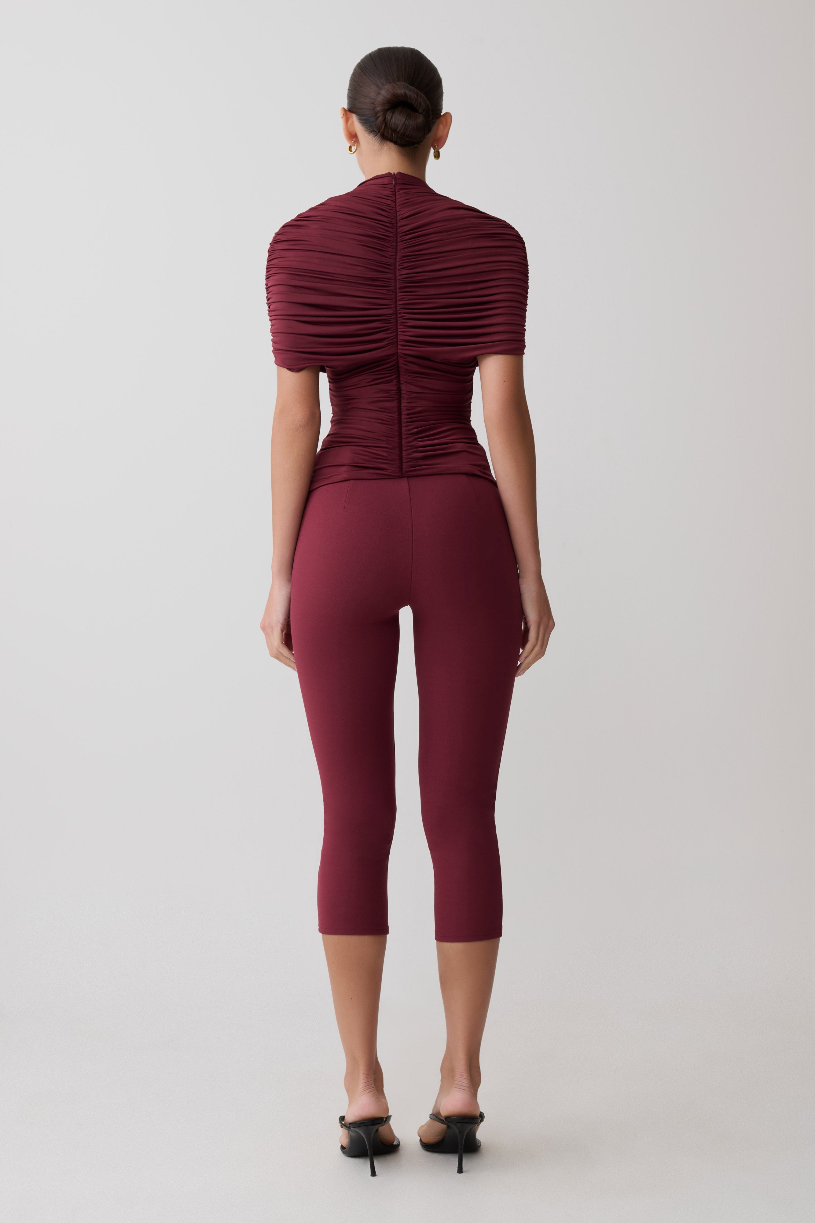Blanca Stretch Crepe Capri Pants - Mahogany