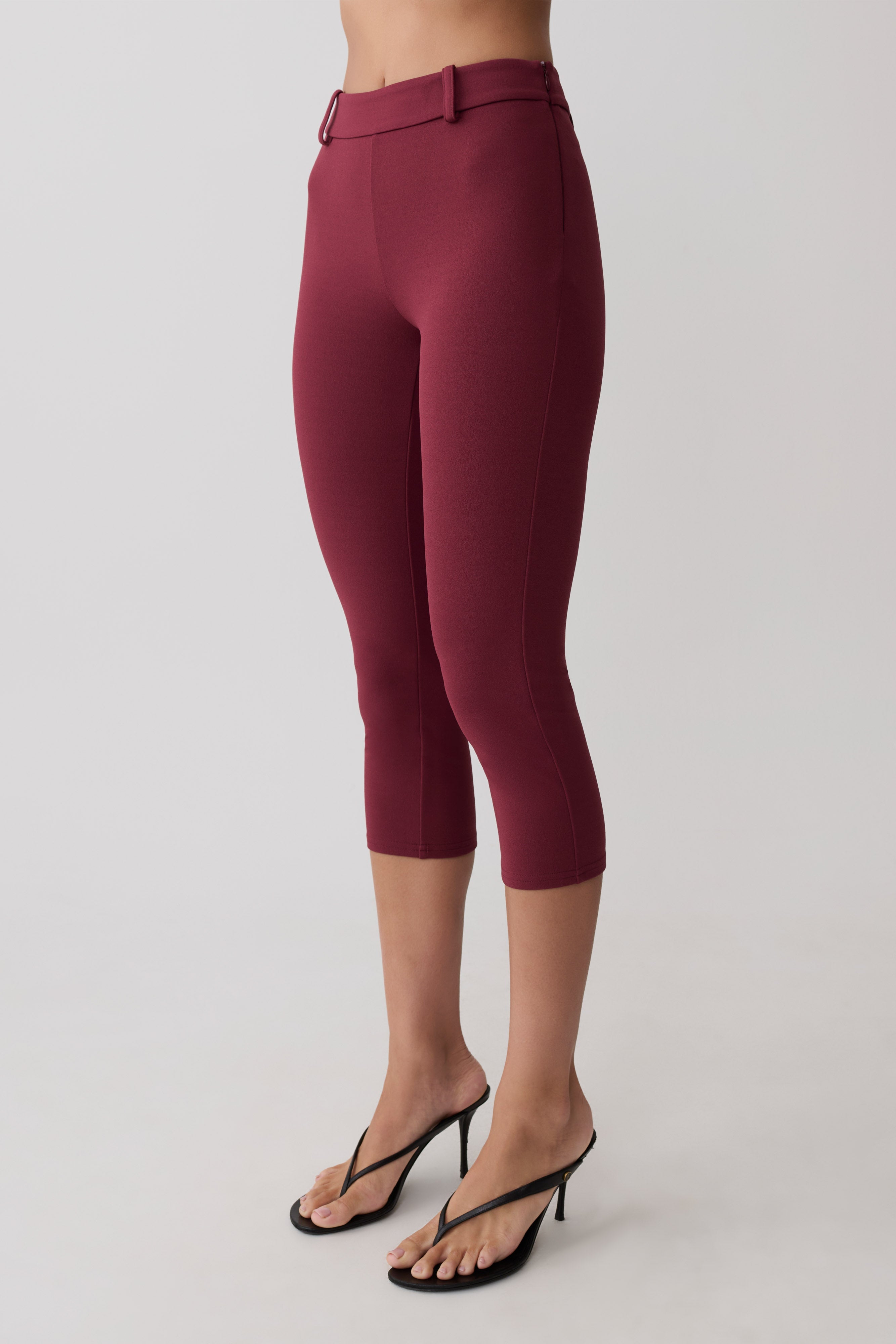 Blanca Stretch Crepe Capri Pants - Mahogany