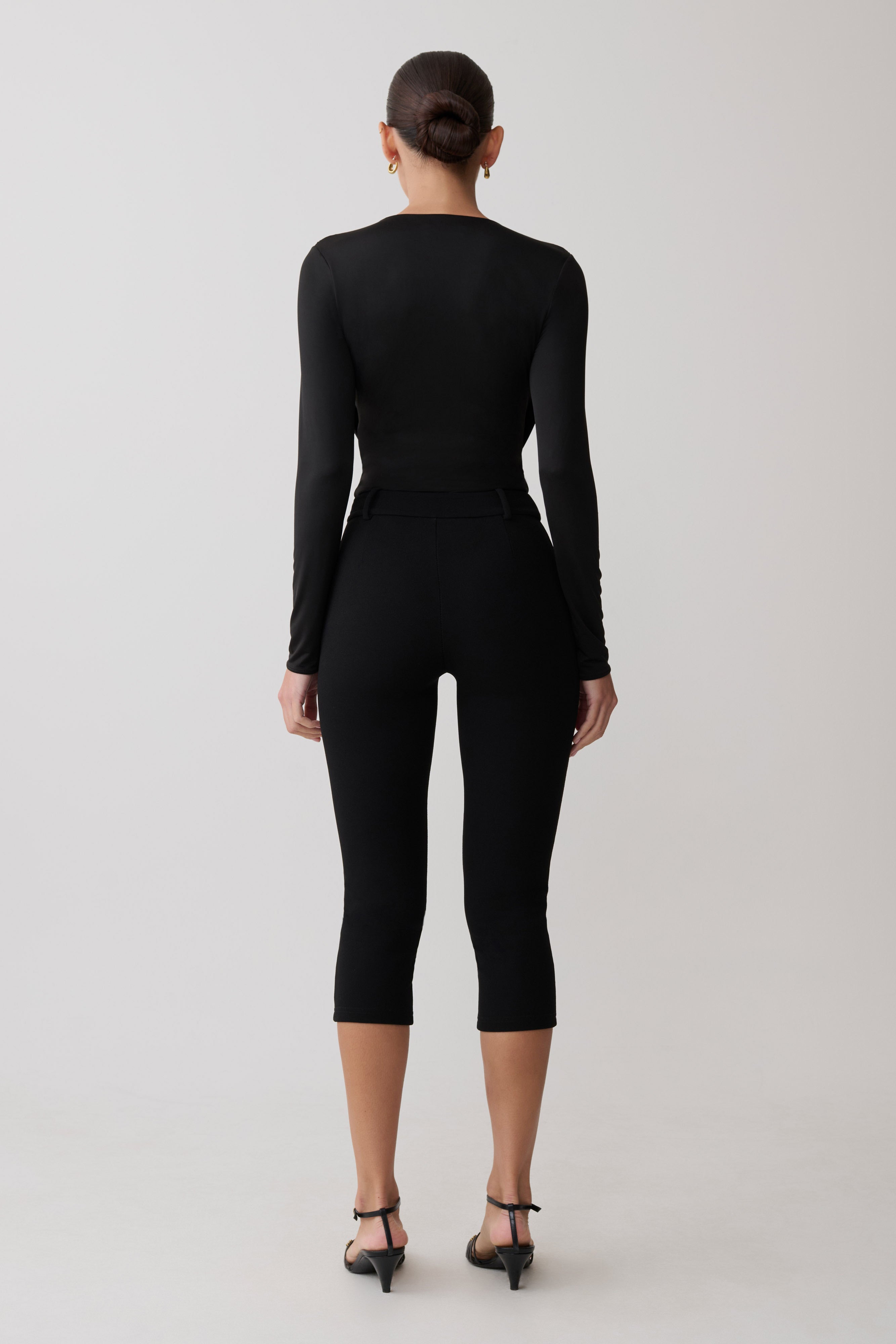Ren Cowl Long Sleeve Slinky Bodysuit - Black