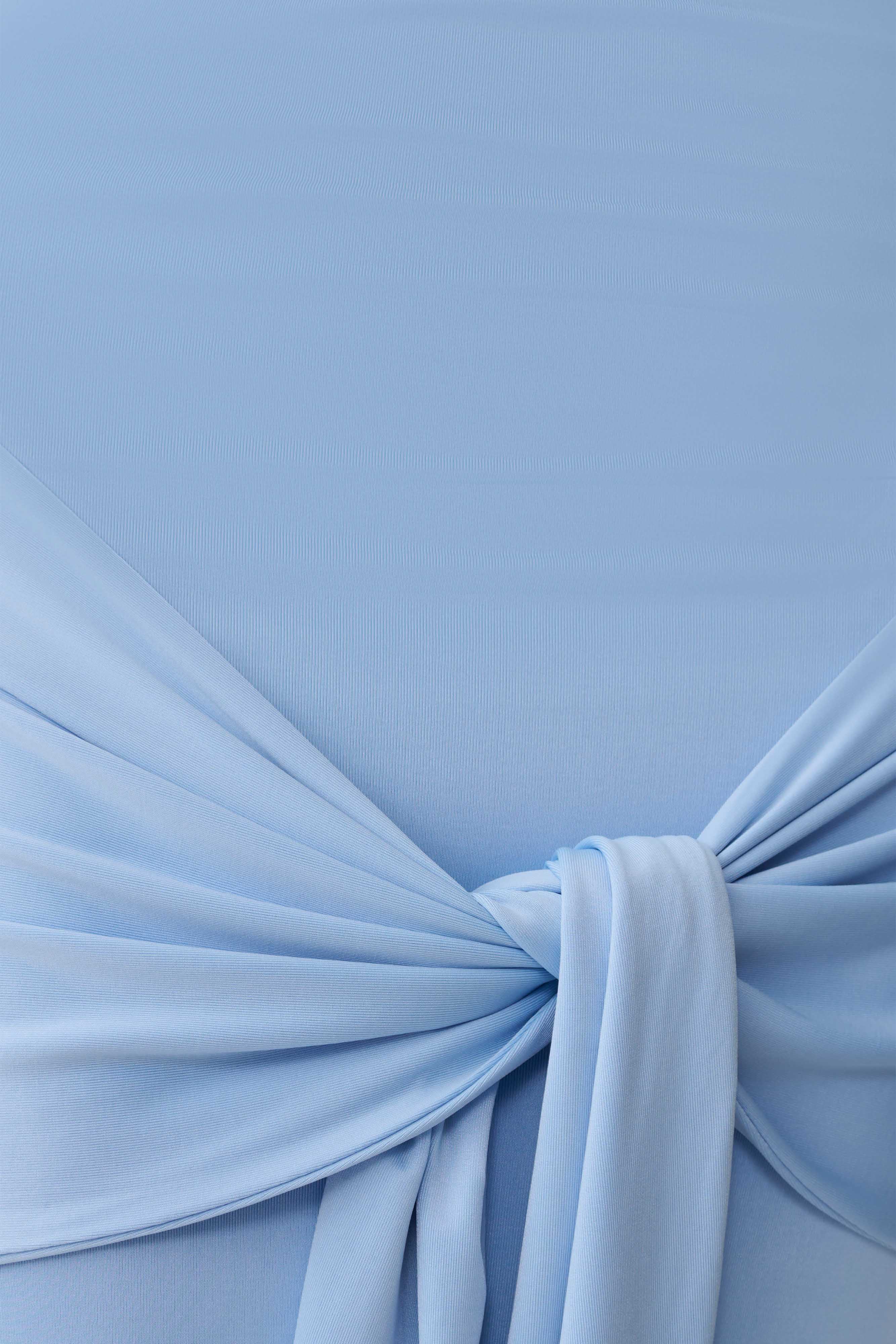 Maiara Shortsleeve Slinky Tie Maxi Dress - Sea Blue