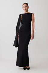 Farid Bandage Maxi Dress With Chiffon - Black