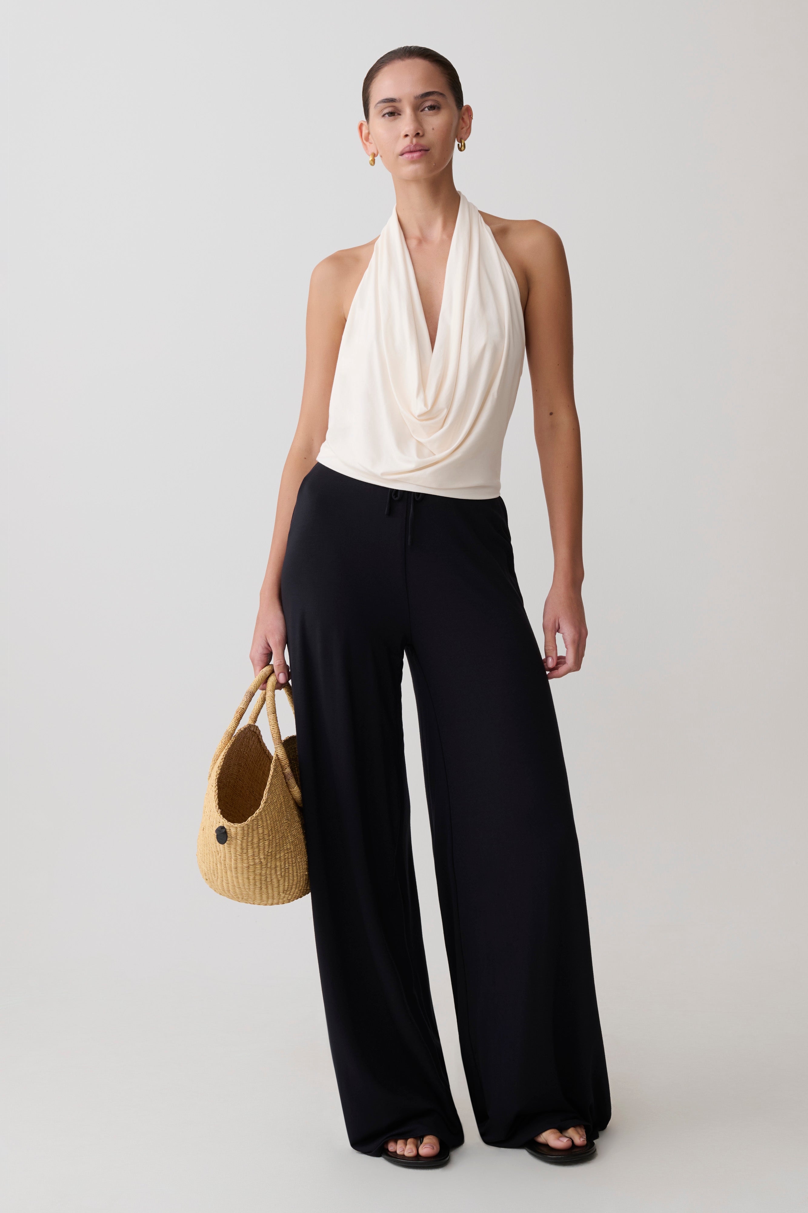 Huyen Cowl Front Modal Top - Ivory