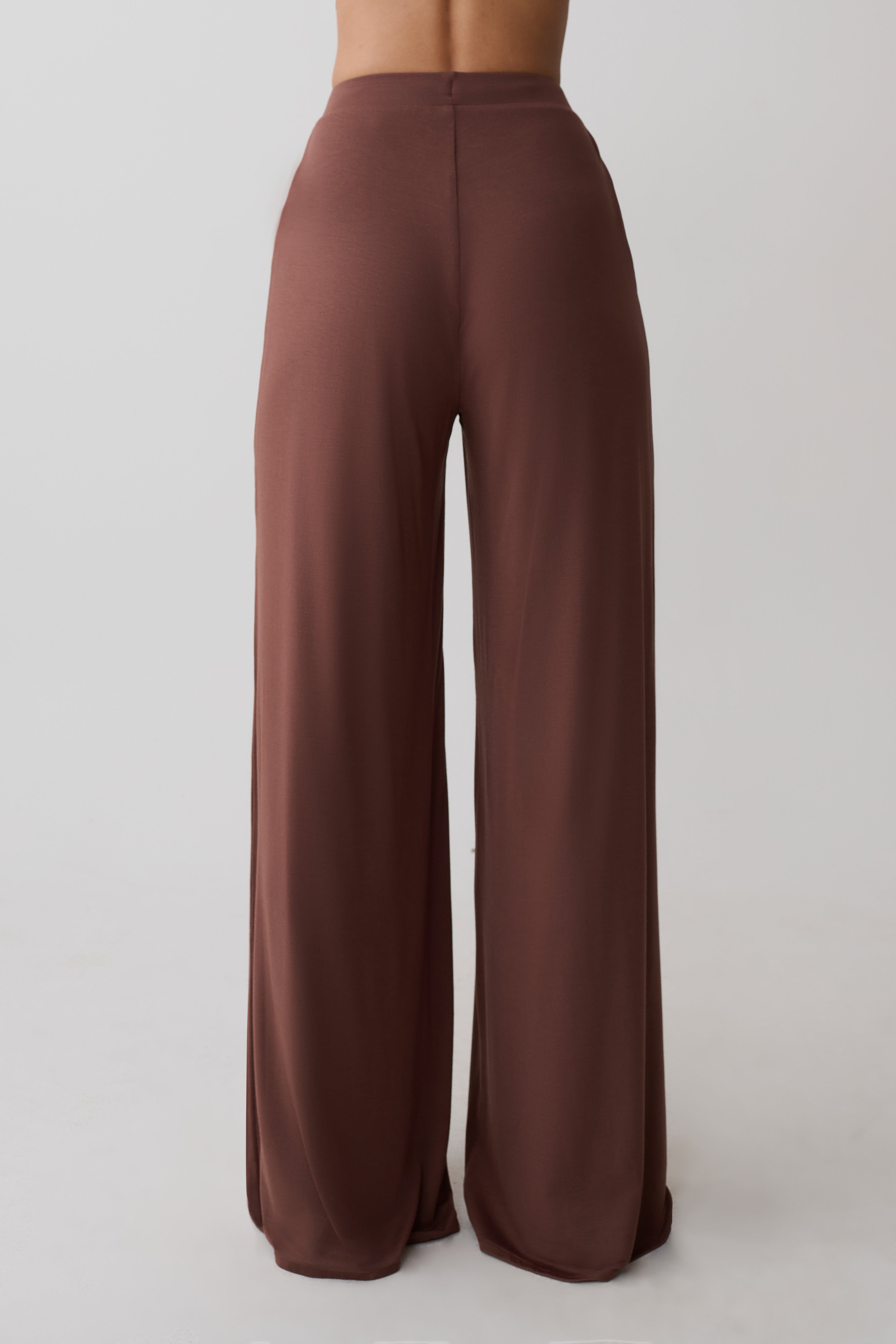 Dewi Wide Leg Modal Pants - Chocolate