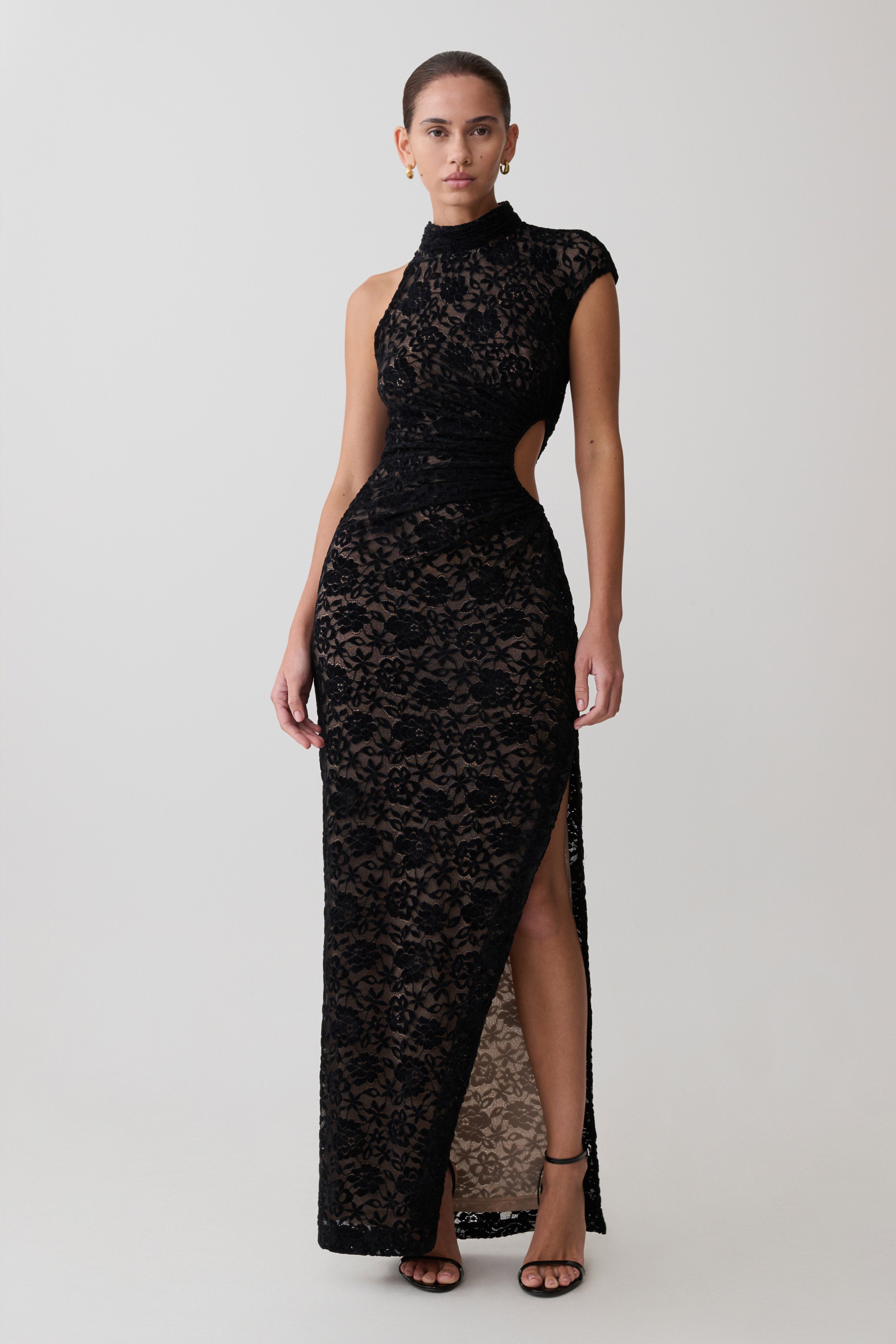 Trinh One Shoulder Maxi Dress - Black