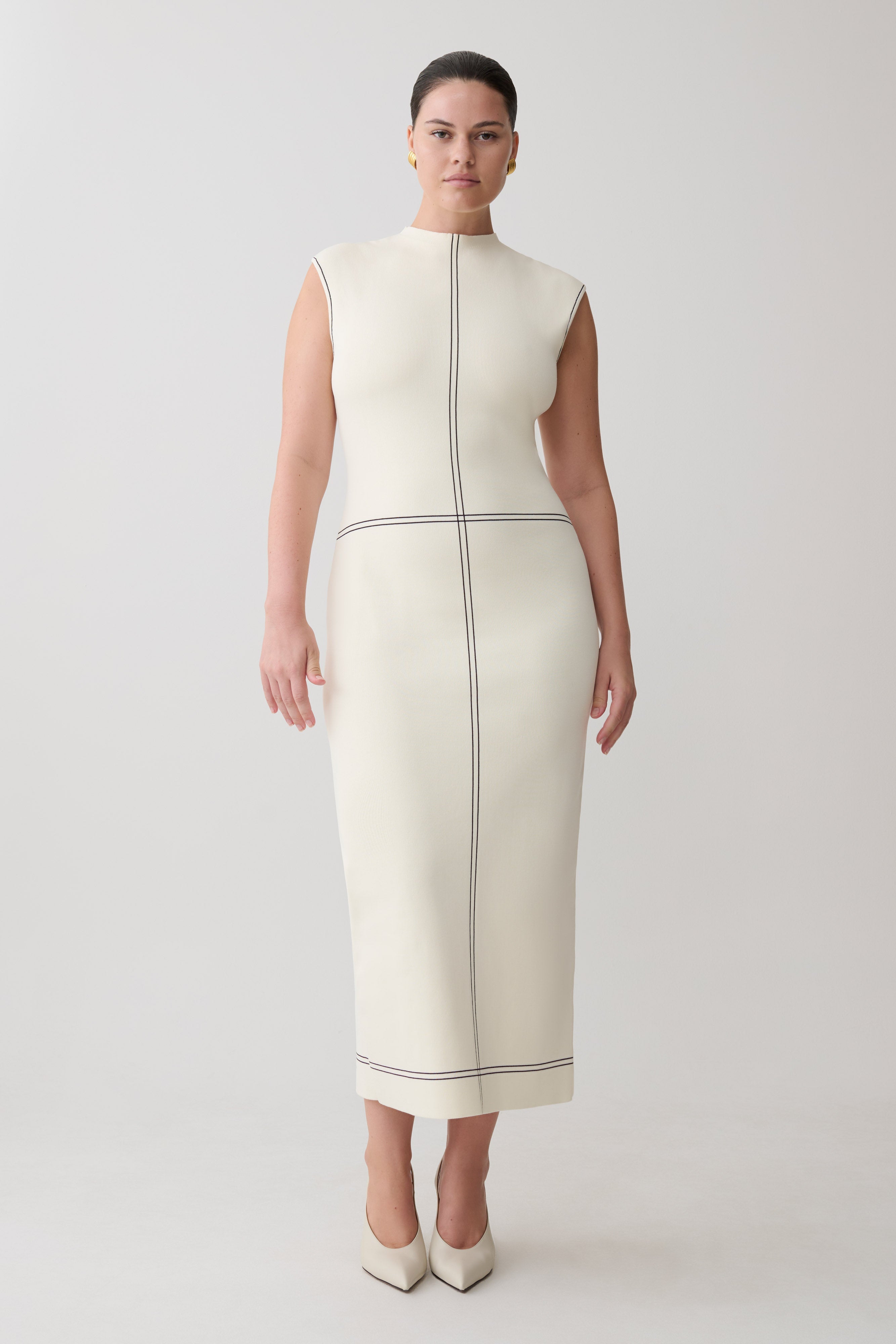 Malone Bandage Knit Midi Dress - Ivory