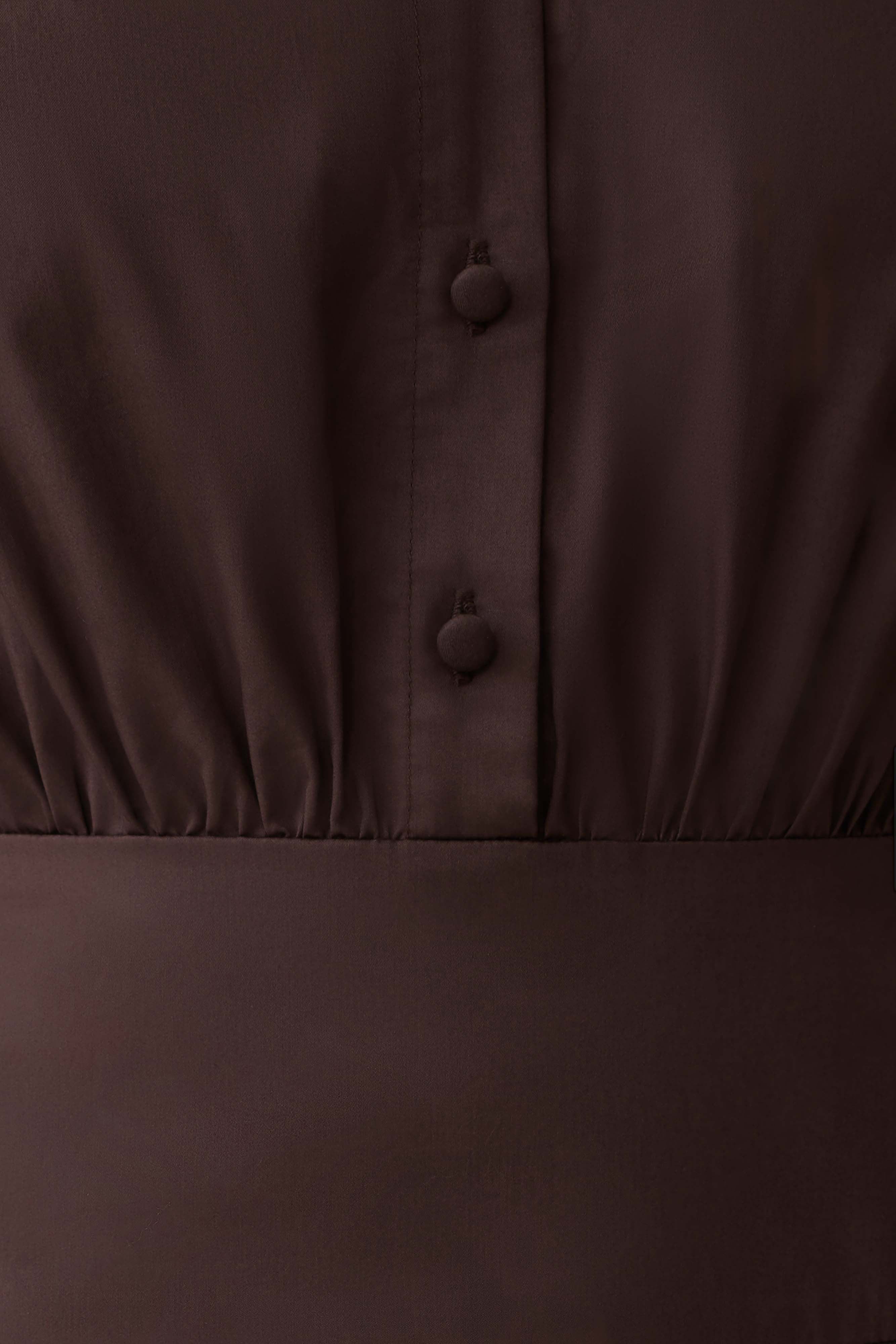 Isolde Long Sleeve Cotton Maxi Dress - Dark Chocolate
