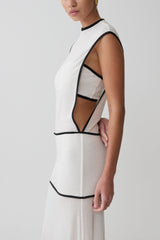 Aris Sleeveless Sheer Maxi Dress - Black/White