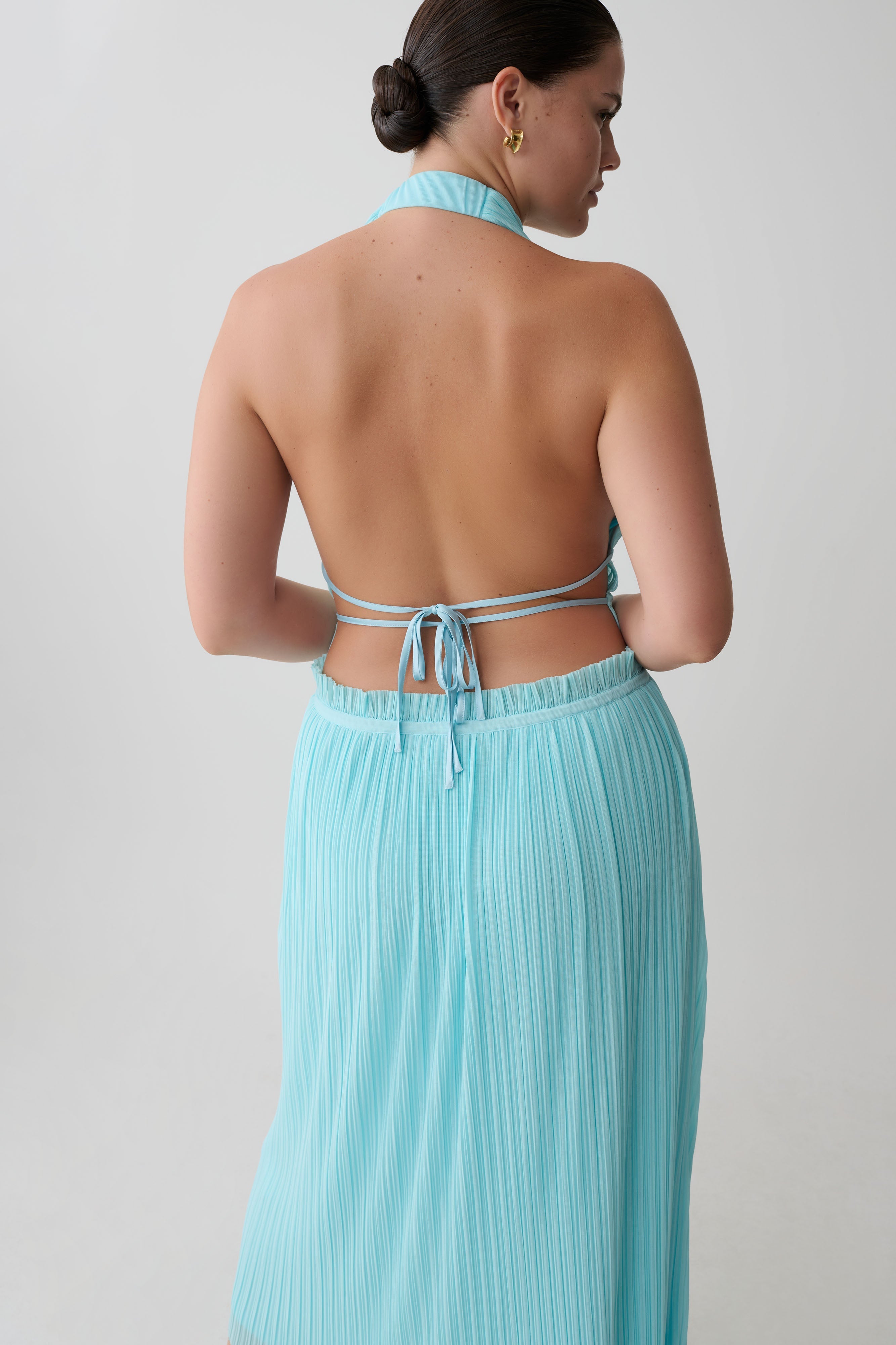 Thien Cowl Halter Midi Dress - Blue