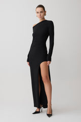 Thalyn Crepe Maxi Dress With Split - Black