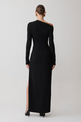 Thalyn Crepe Maxi Dress With Split - Black