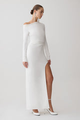 Thalyn Crepe Maxi Dress With Split - White