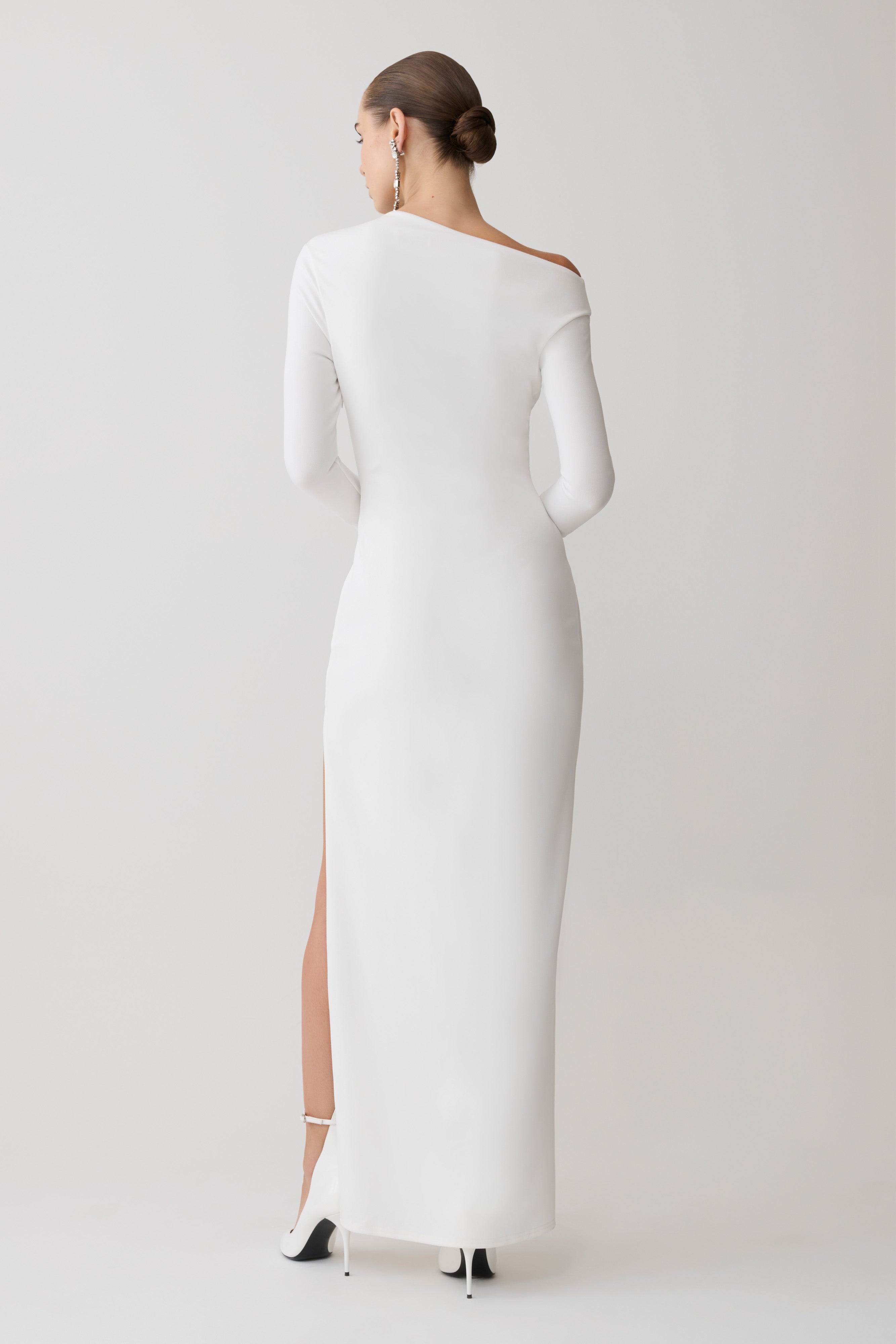 Thalyn Crepe Maxi Dress With Split - White