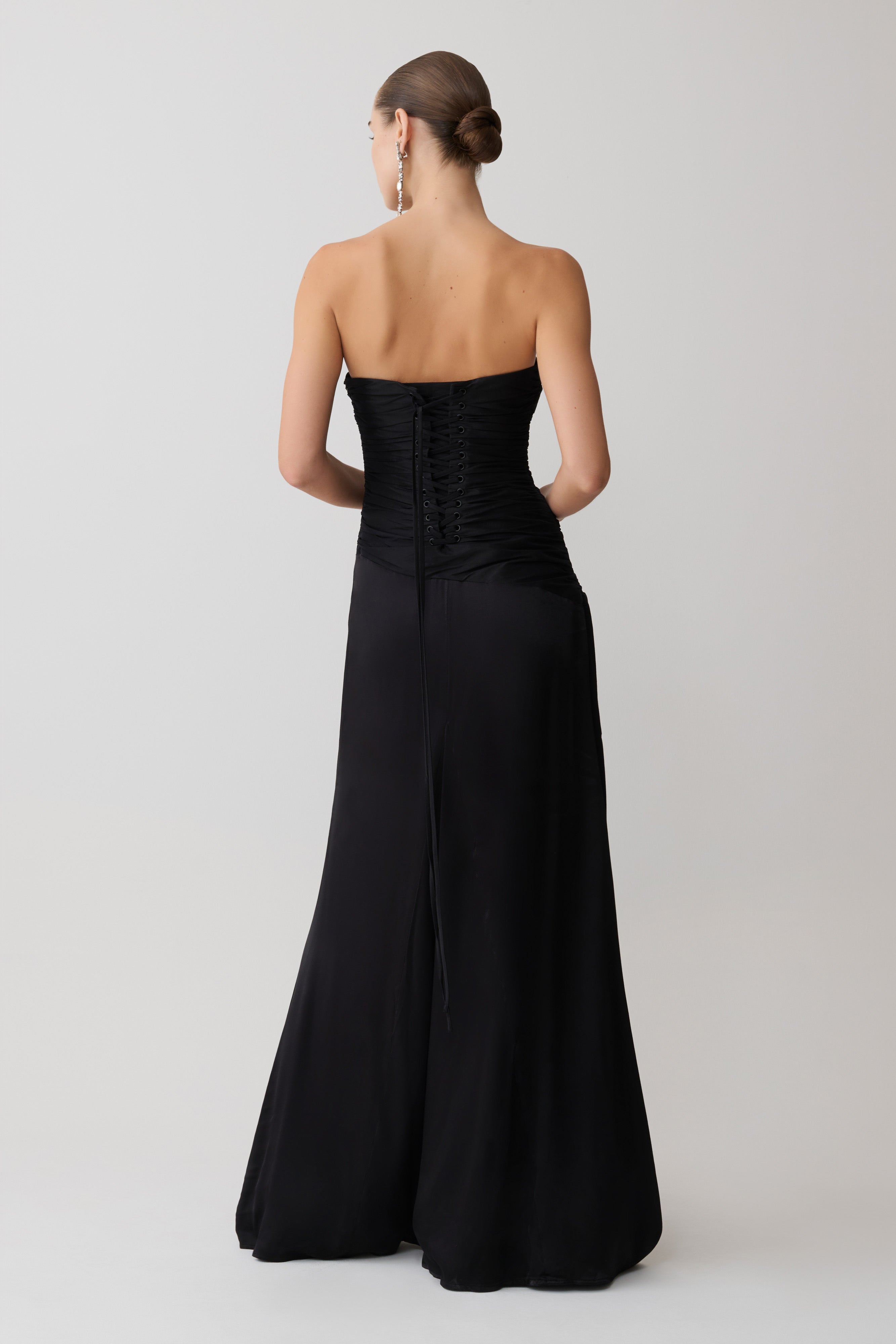 Serena Strapless Taffeta Maxi Dress - Black