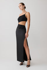 Athena One Shoulder Diamante Maxi Dress - Black