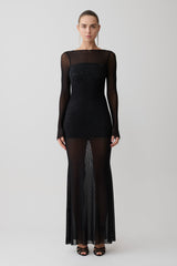 Lior Mesh Maxi Dress With Hotfix - Black