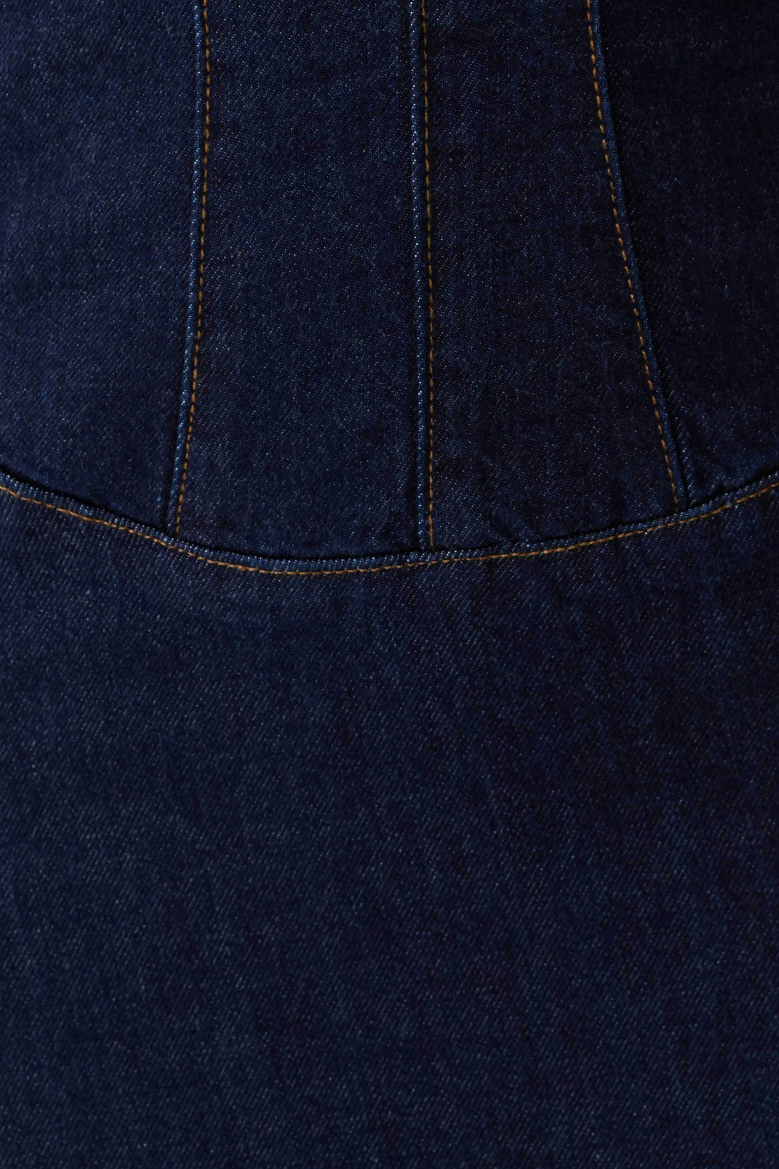 Amila Denim Cupped Maxi Dress - Indigo Blue
