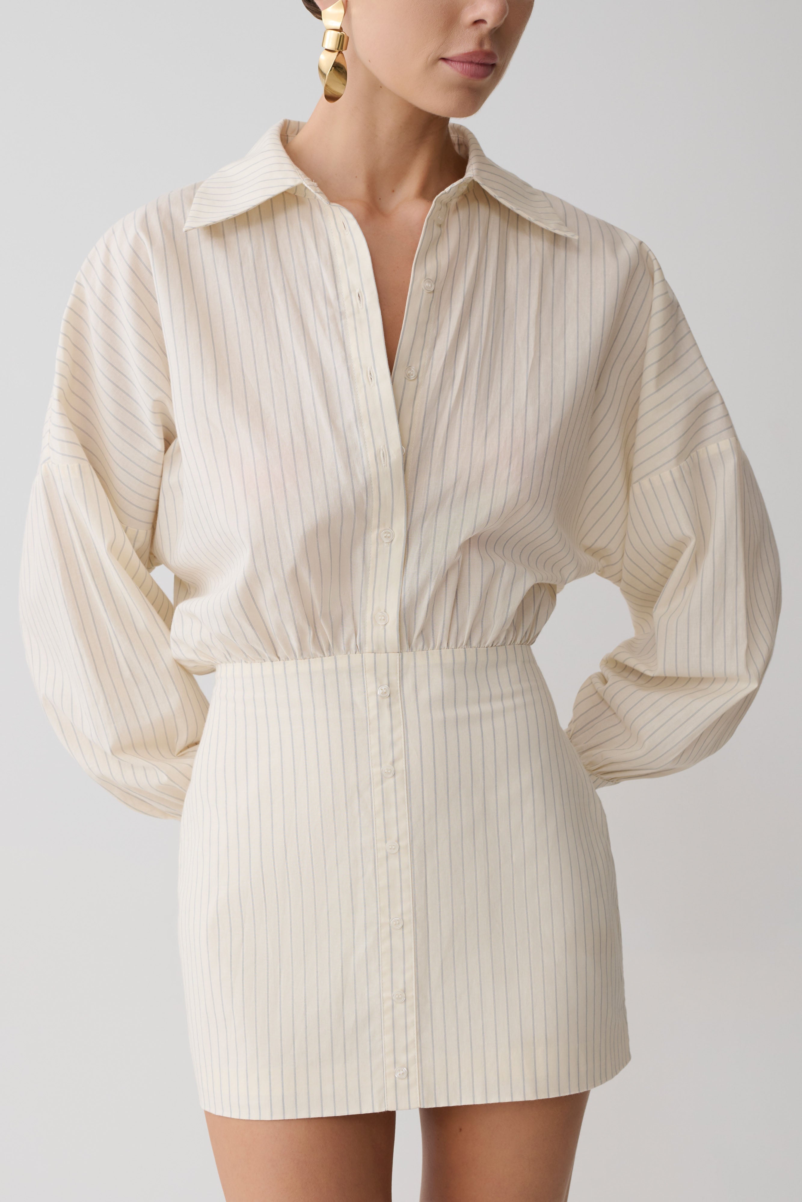 Ivy Oversize Shirt Mini Dress - Stripe