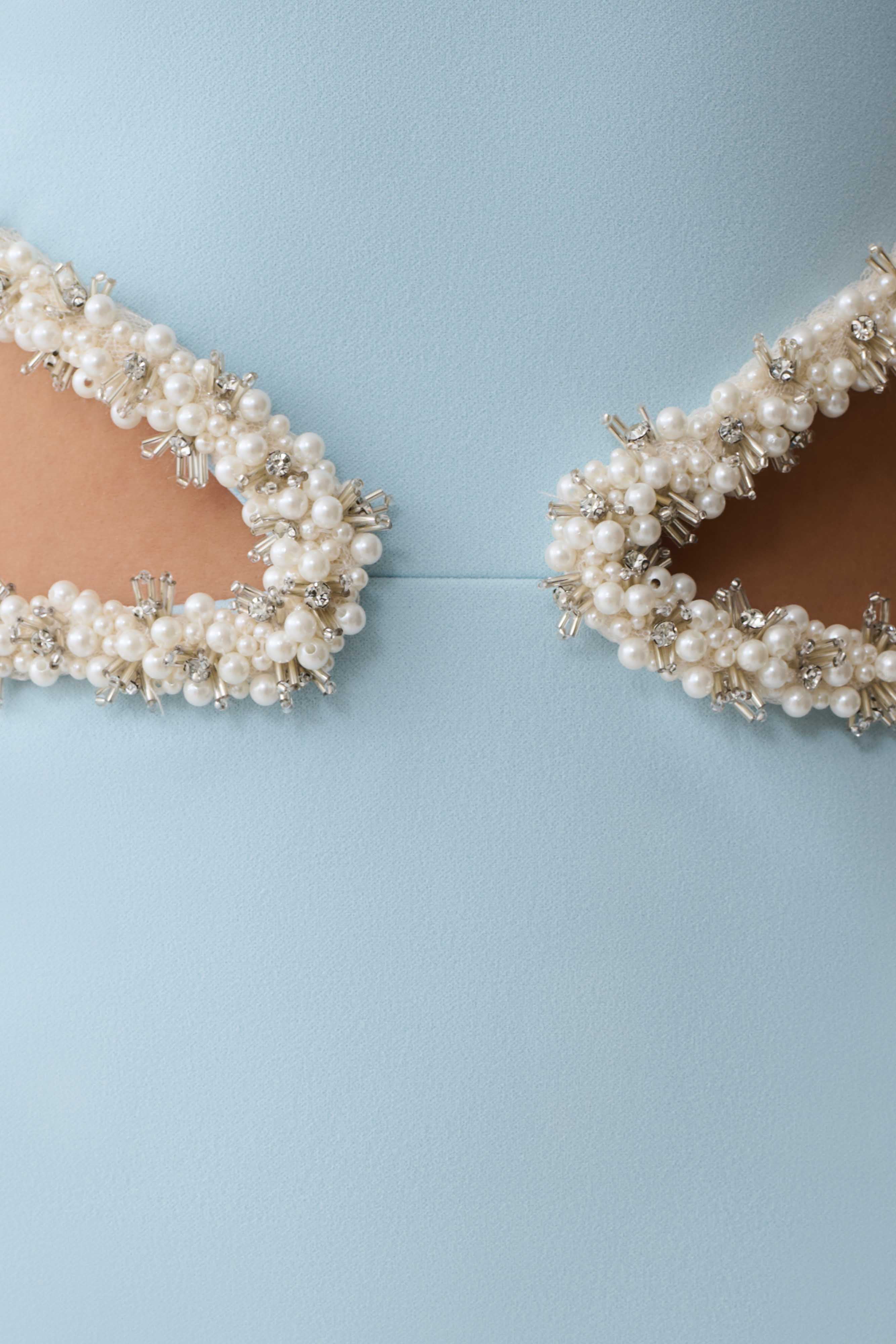 Nicole Embellished Cut Out Maxi Dress - Pale Blue