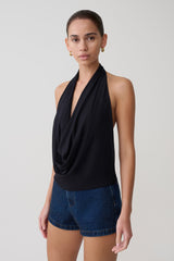 Huyen Cowl Front Modal Top - Black