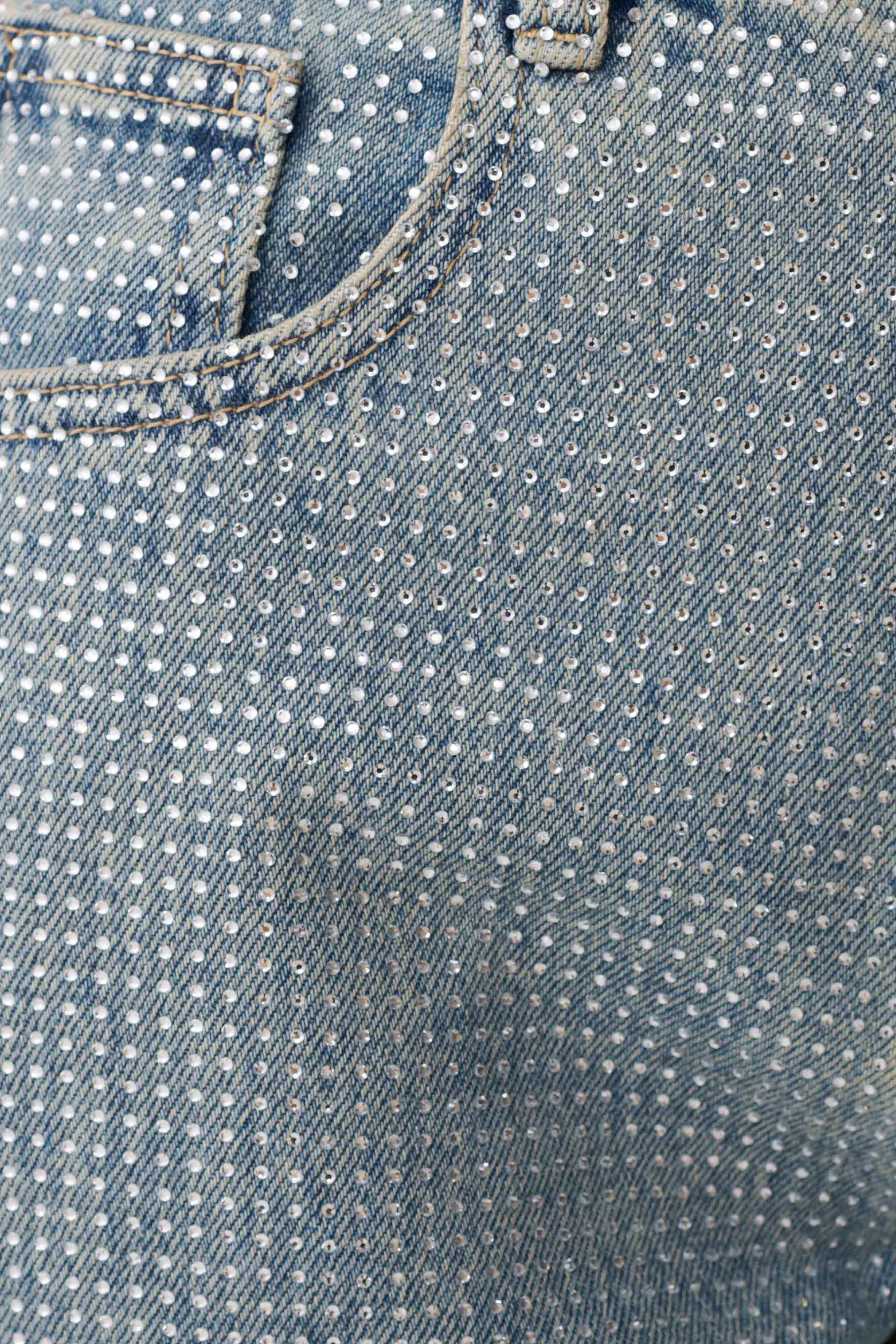 Tyla Diamante Denim Jeans - Blue/Green