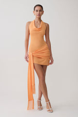 Lucien Cowl Neck Mini Dress - Apricot