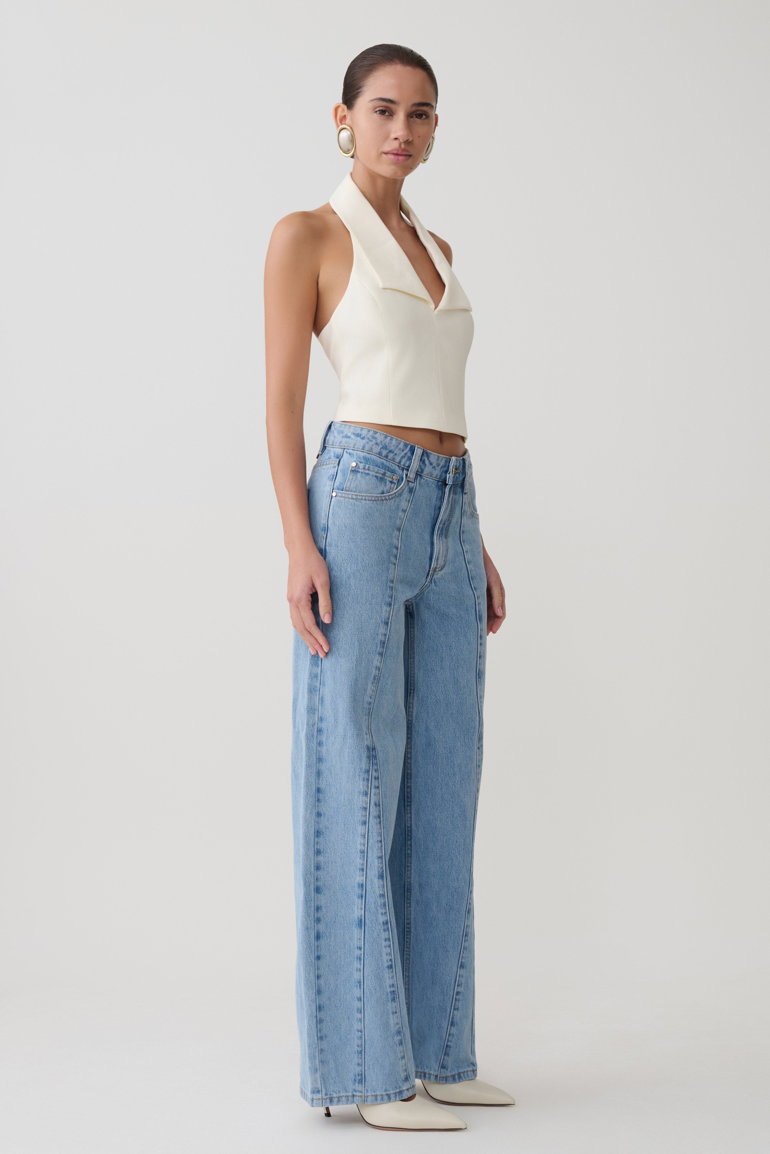 Roy Mid Rise Wide Leg Denim Jeans - Classic Blue