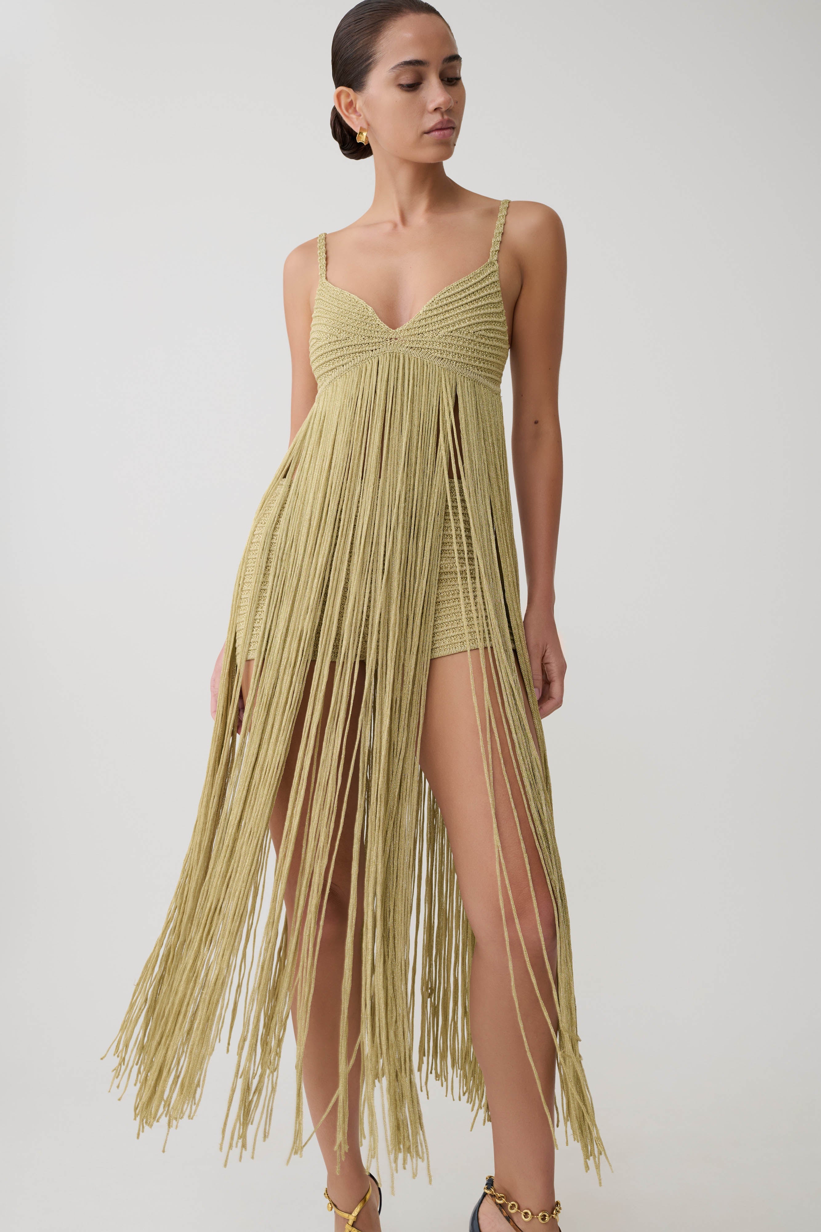Renee Lurex Crochet Maxi Dress - Gold