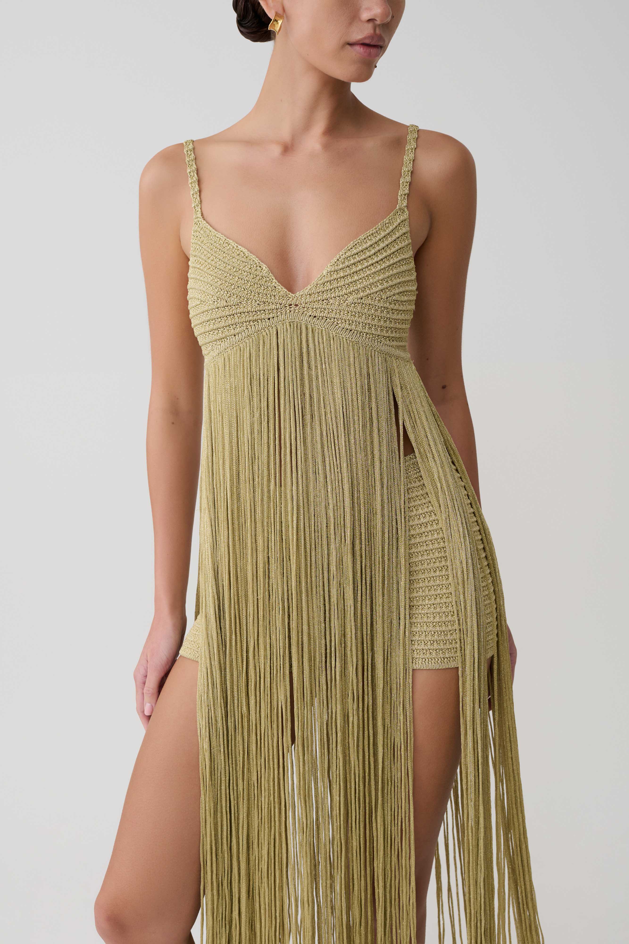 Renee Lurex Crochet Maxi Dress - Gold
