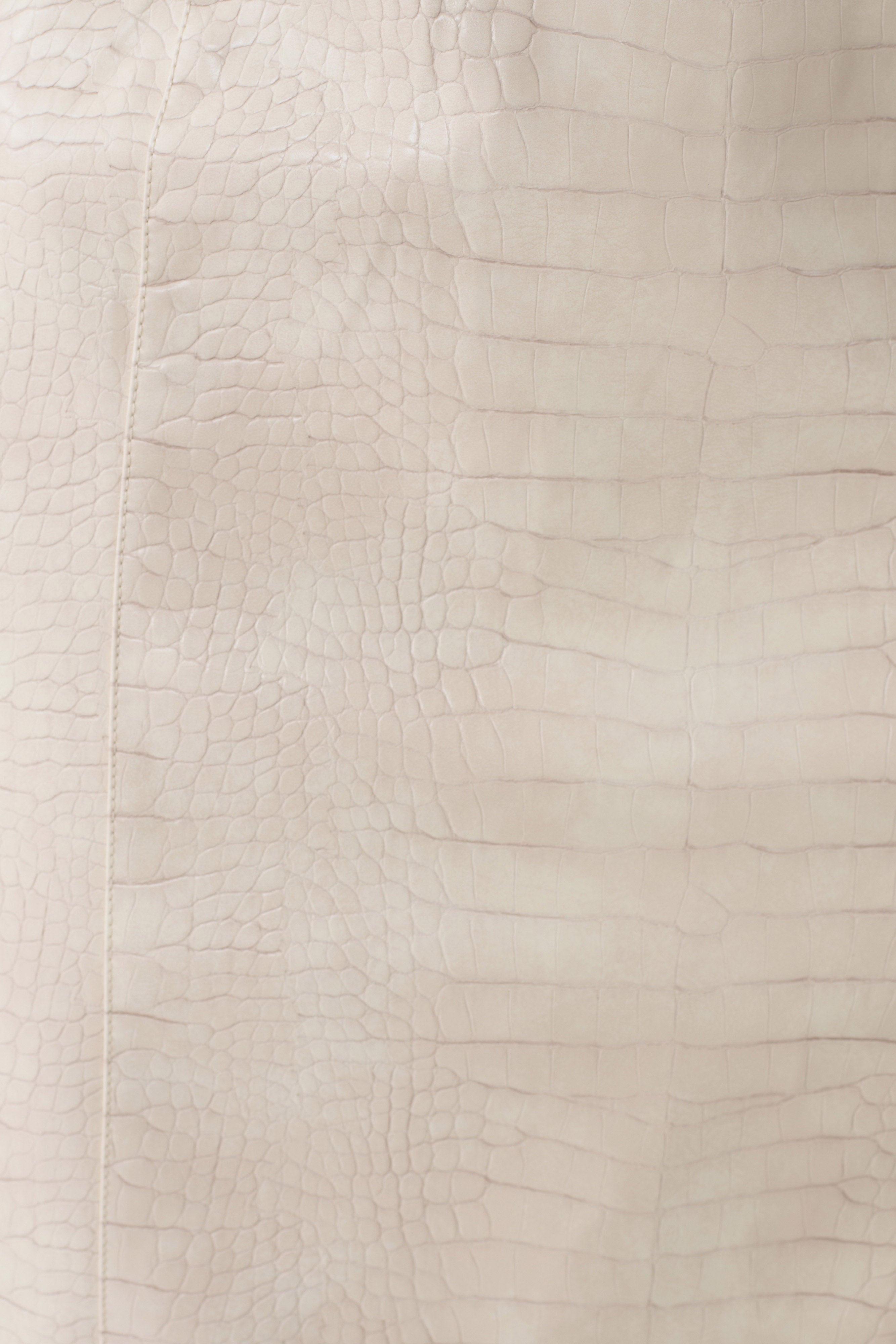 Thalia Croc Faux Leather Midi Skirt - Ivory