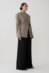 Mila Shaped Blazer - Tan Check