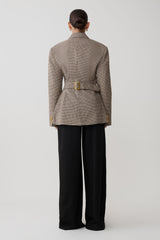 Mila Shaped Blazer - Tan Check