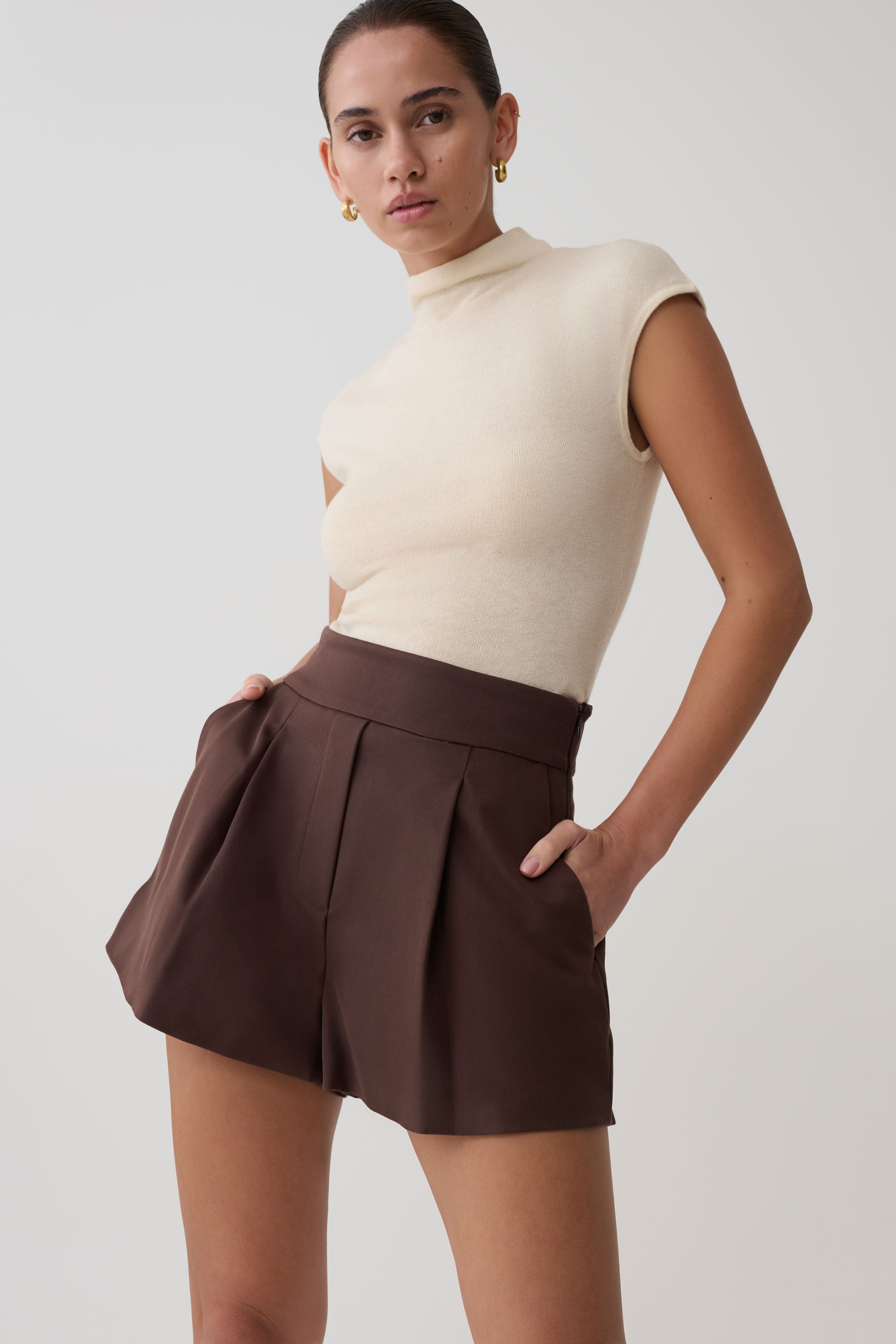 Alden High Waisted Short - Chocolate