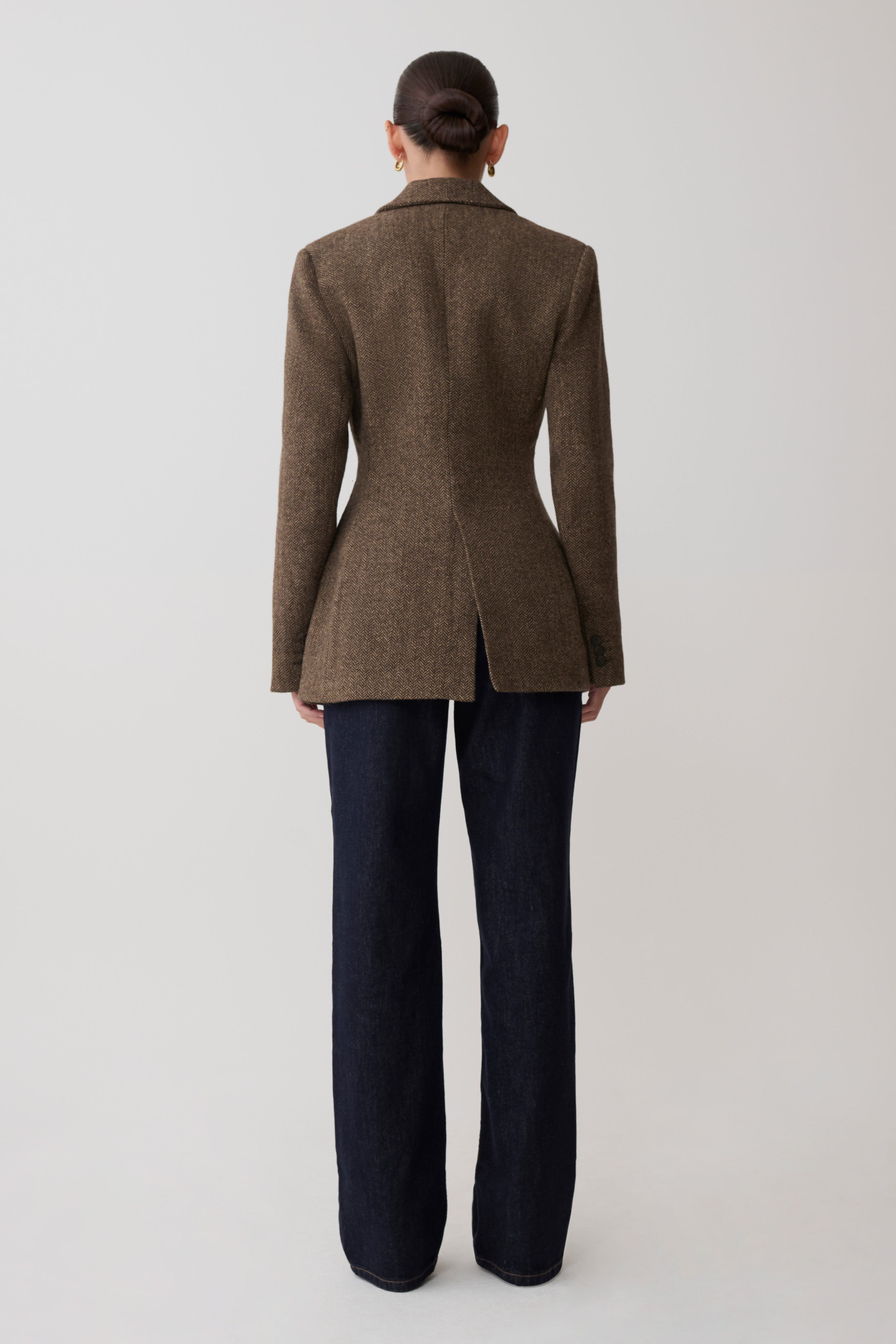 Romy Structured Blazer With Hardware - Herringbone