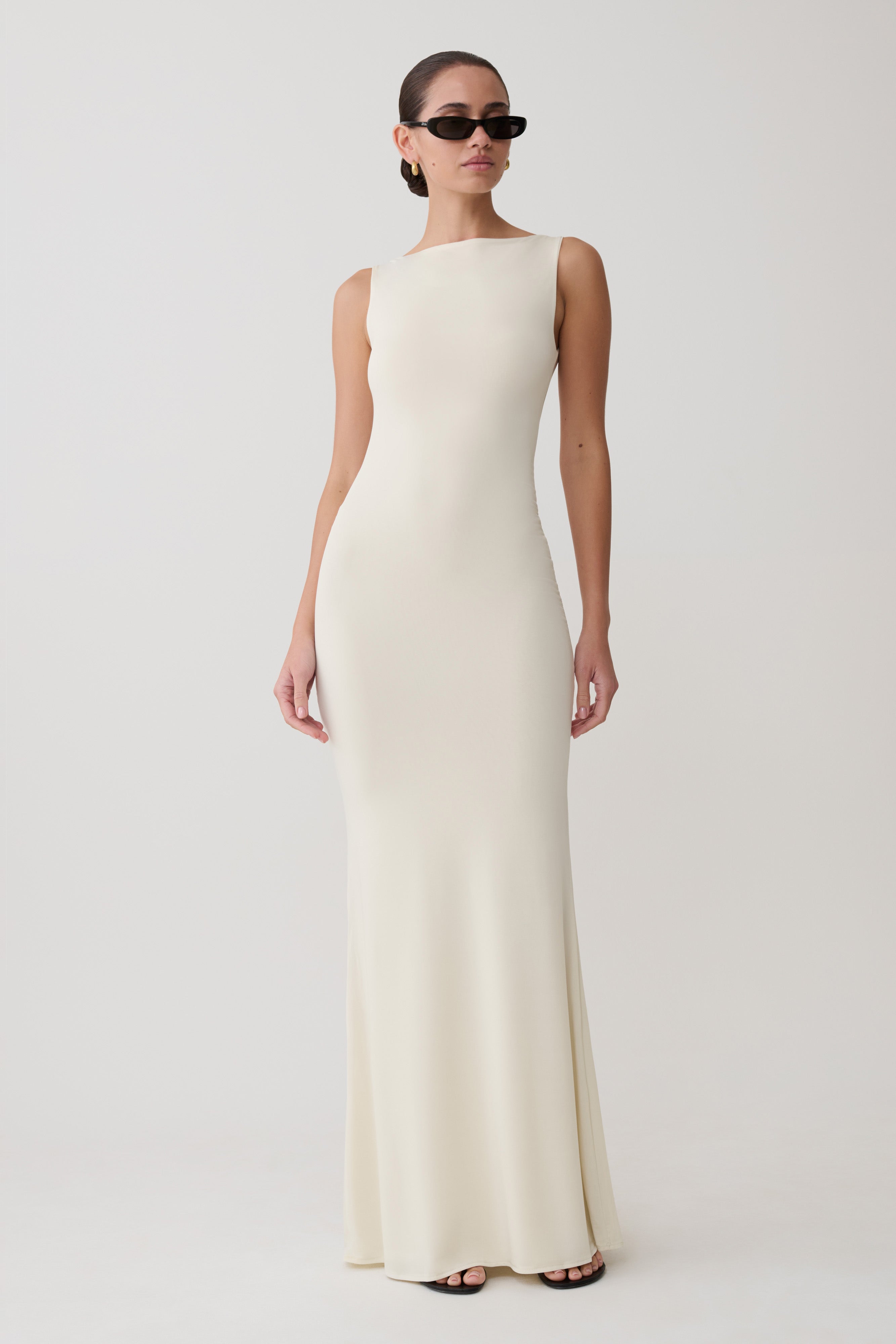 Tarna Sleeveless Slinky Maxi Dress - Bone