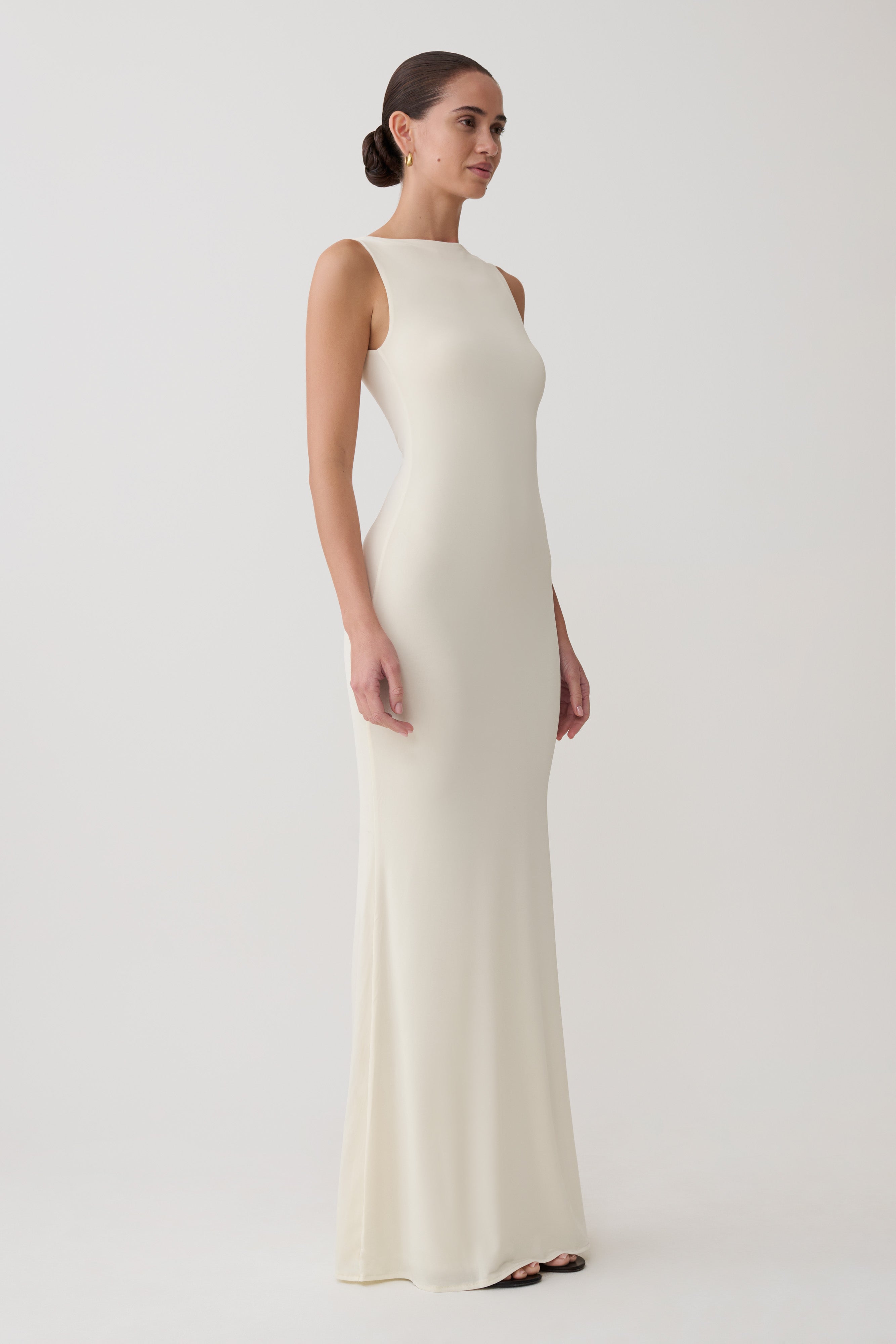 Tarna Sleeveless Slinky Maxi Dress - Bone