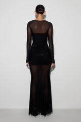 Lior Mesh Maxi Dress With Hotfix - Black