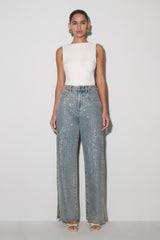 Tyla Diamante Denim Jeans - Blue/Green